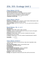 Ecology Unit 1 Notes