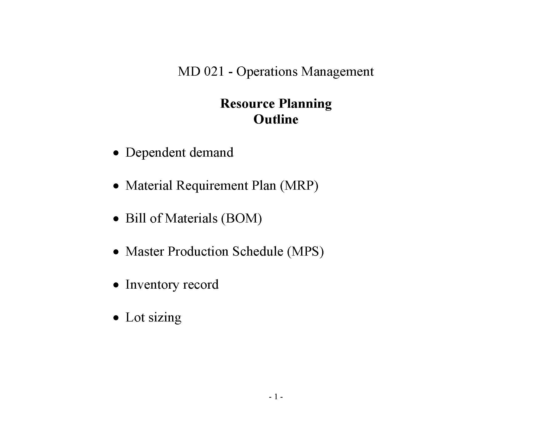 Operations Management