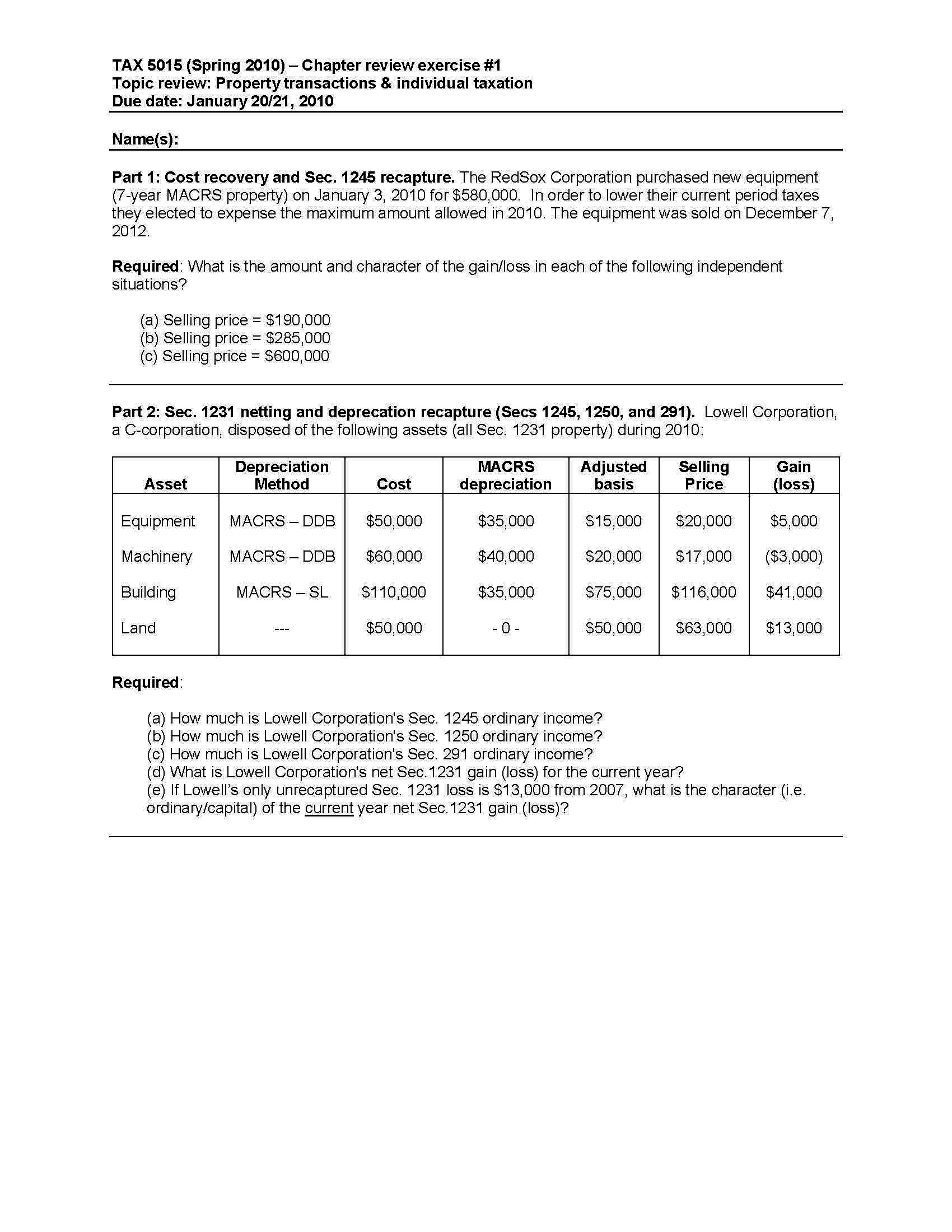 Advanced Tax Topics