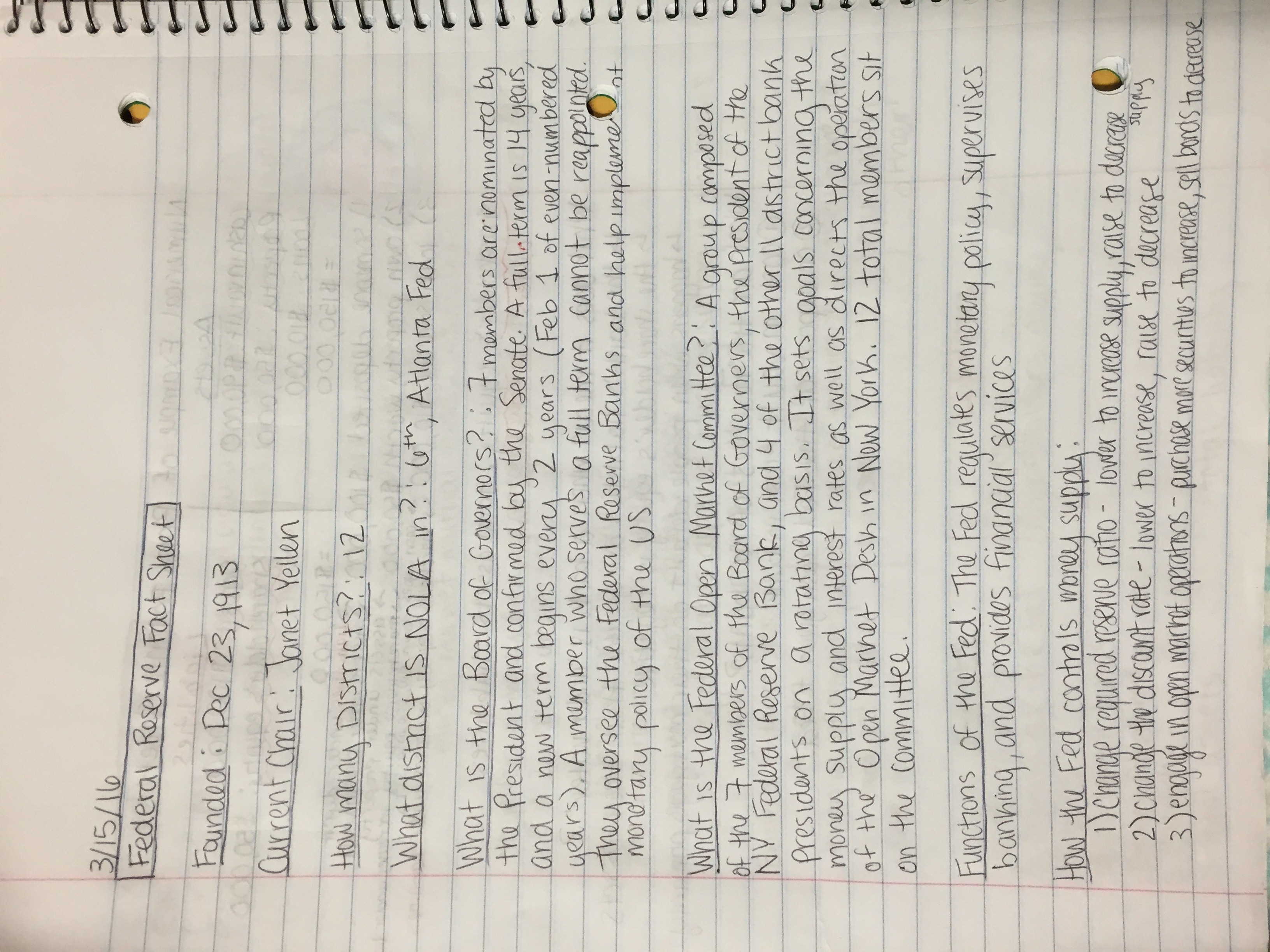 Federal Reserve Fact Sheet