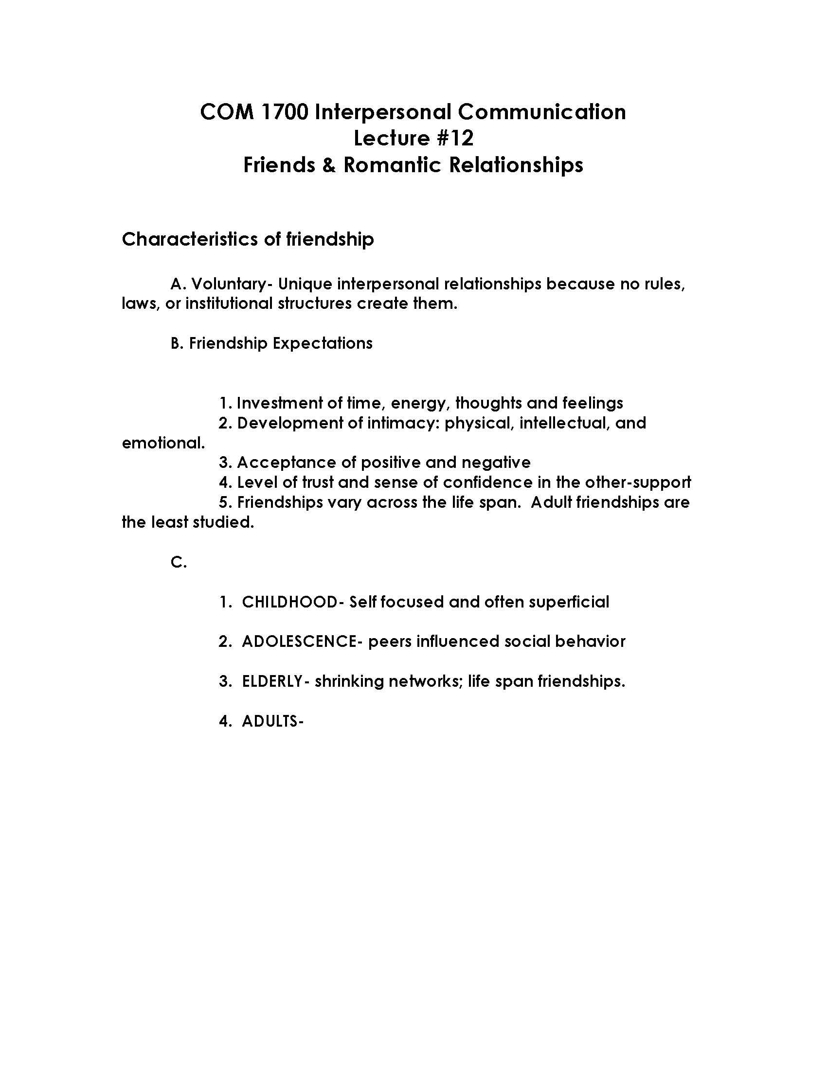 Interpersonal Comm I