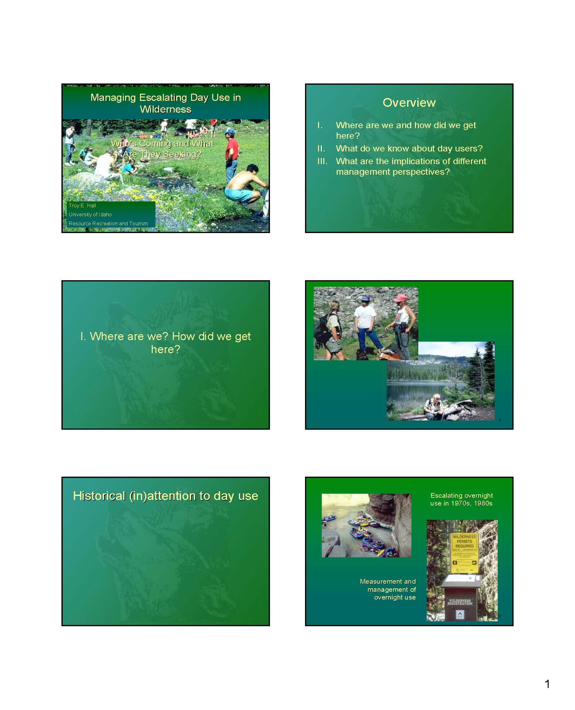 Wilderness and Protected Area Management