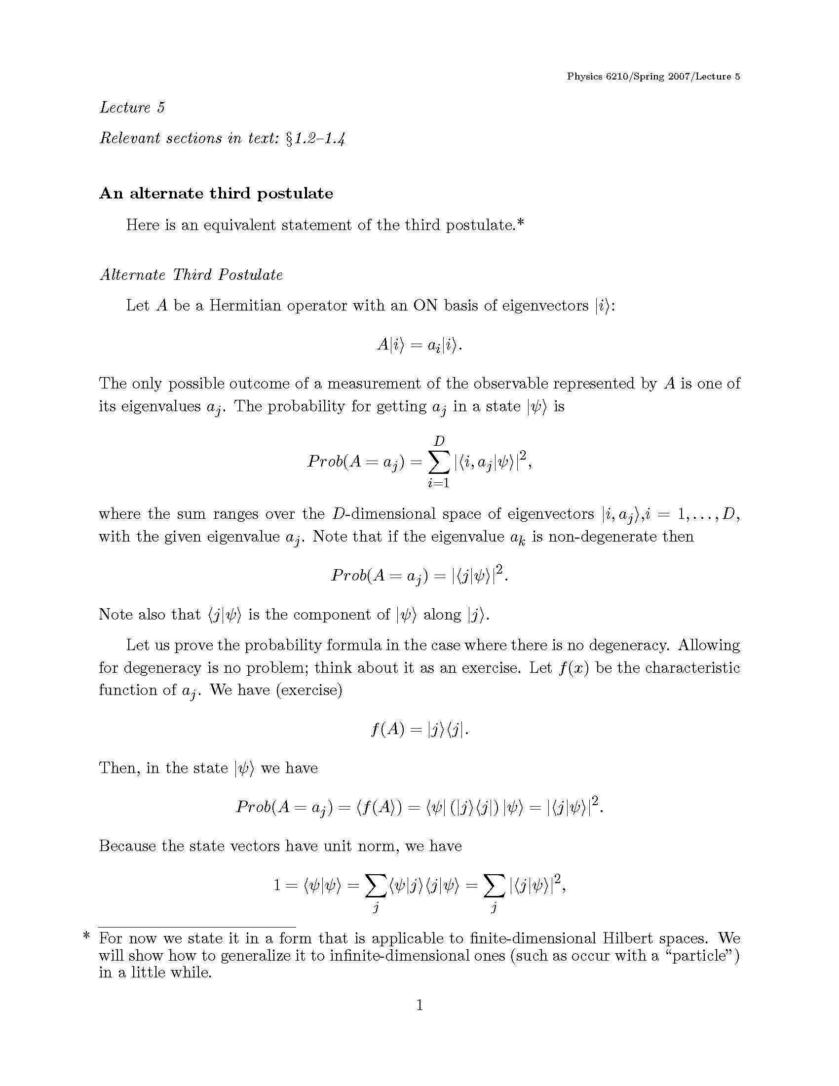 Quantum Mechanics I