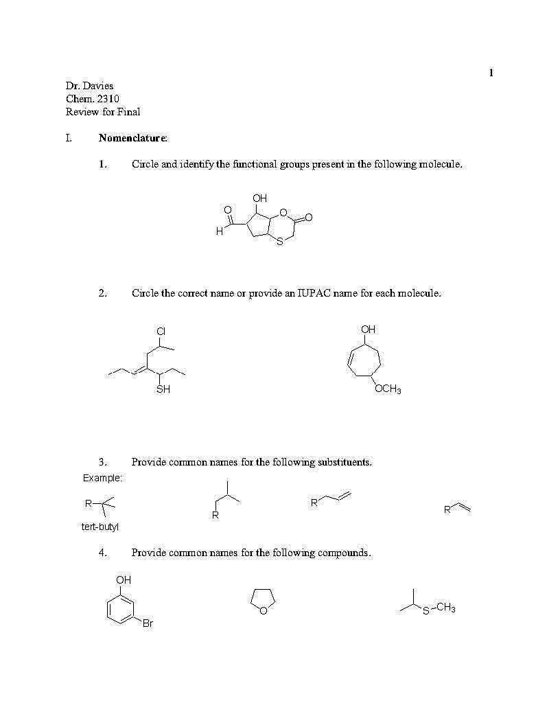 Organic Chemistry I