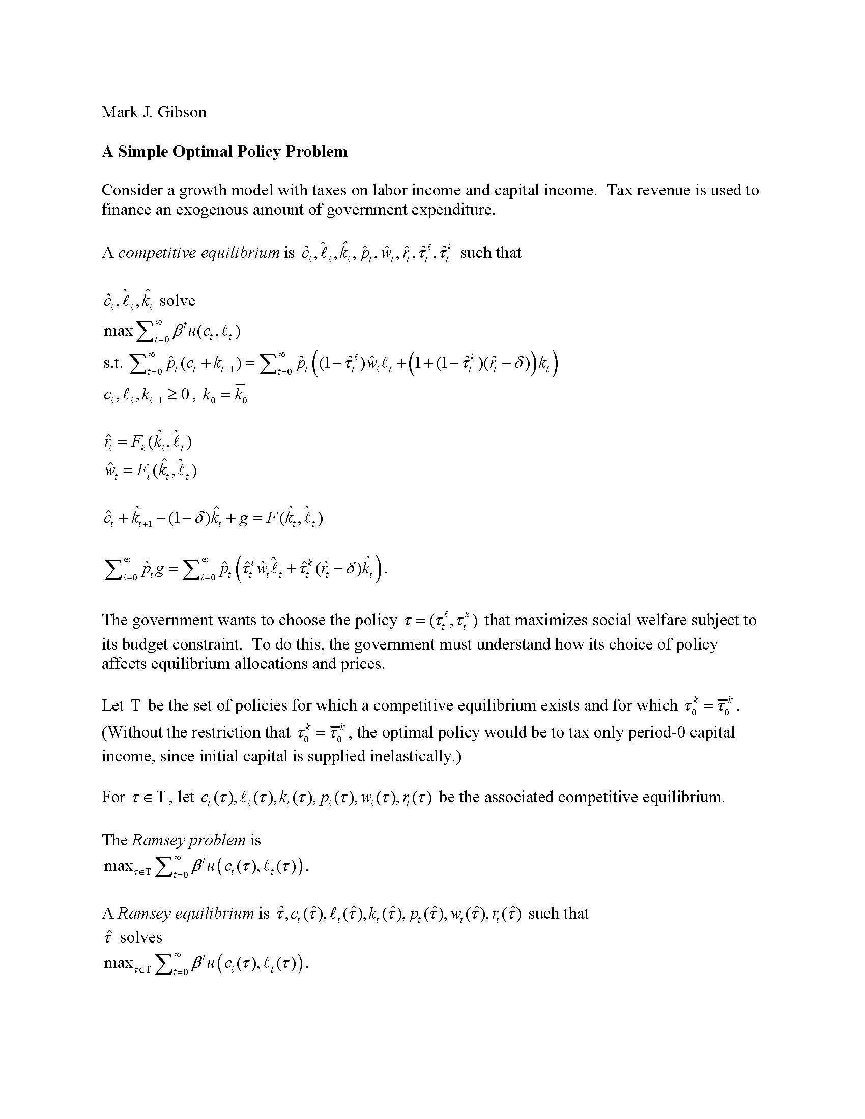 Macroeconomic Theory I