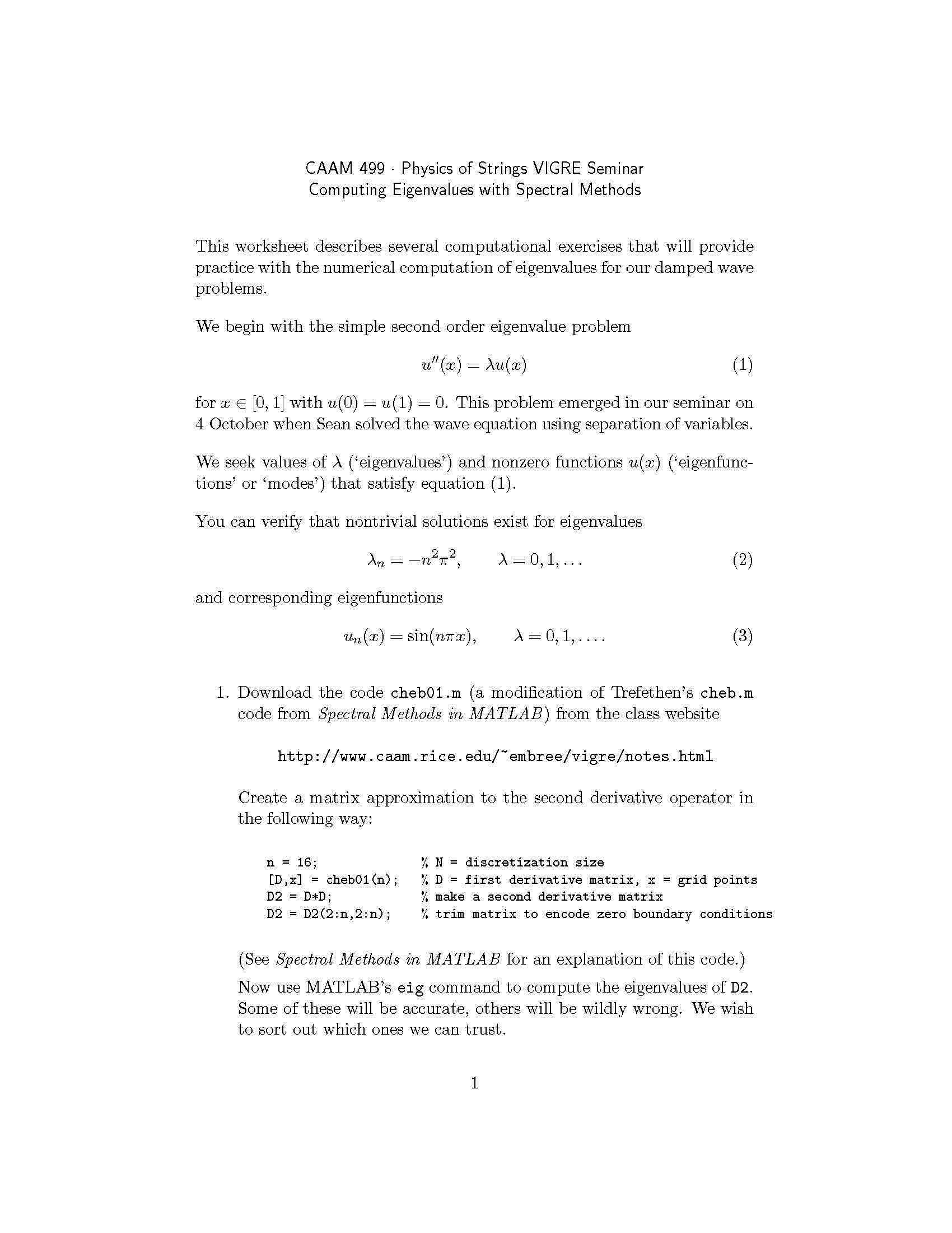 MATHEMATICAL SCIENCES VIGRE SEMINAR