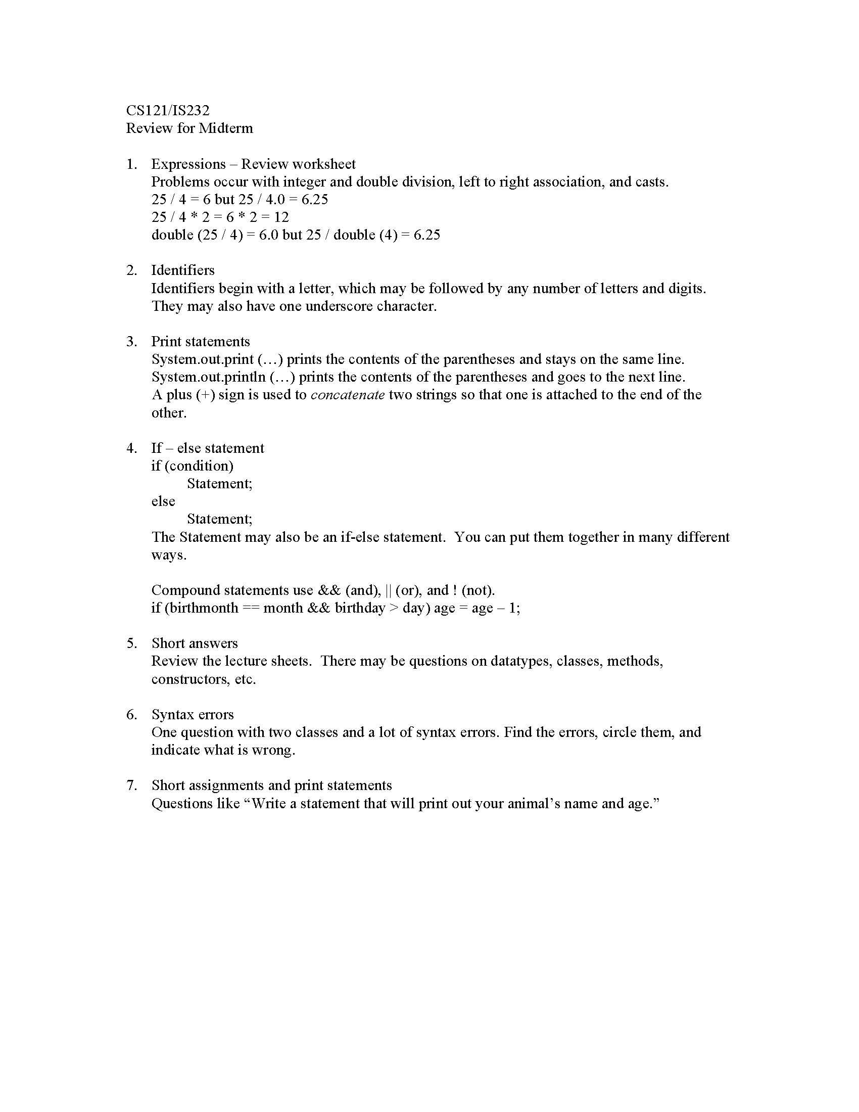 Computer Programming I