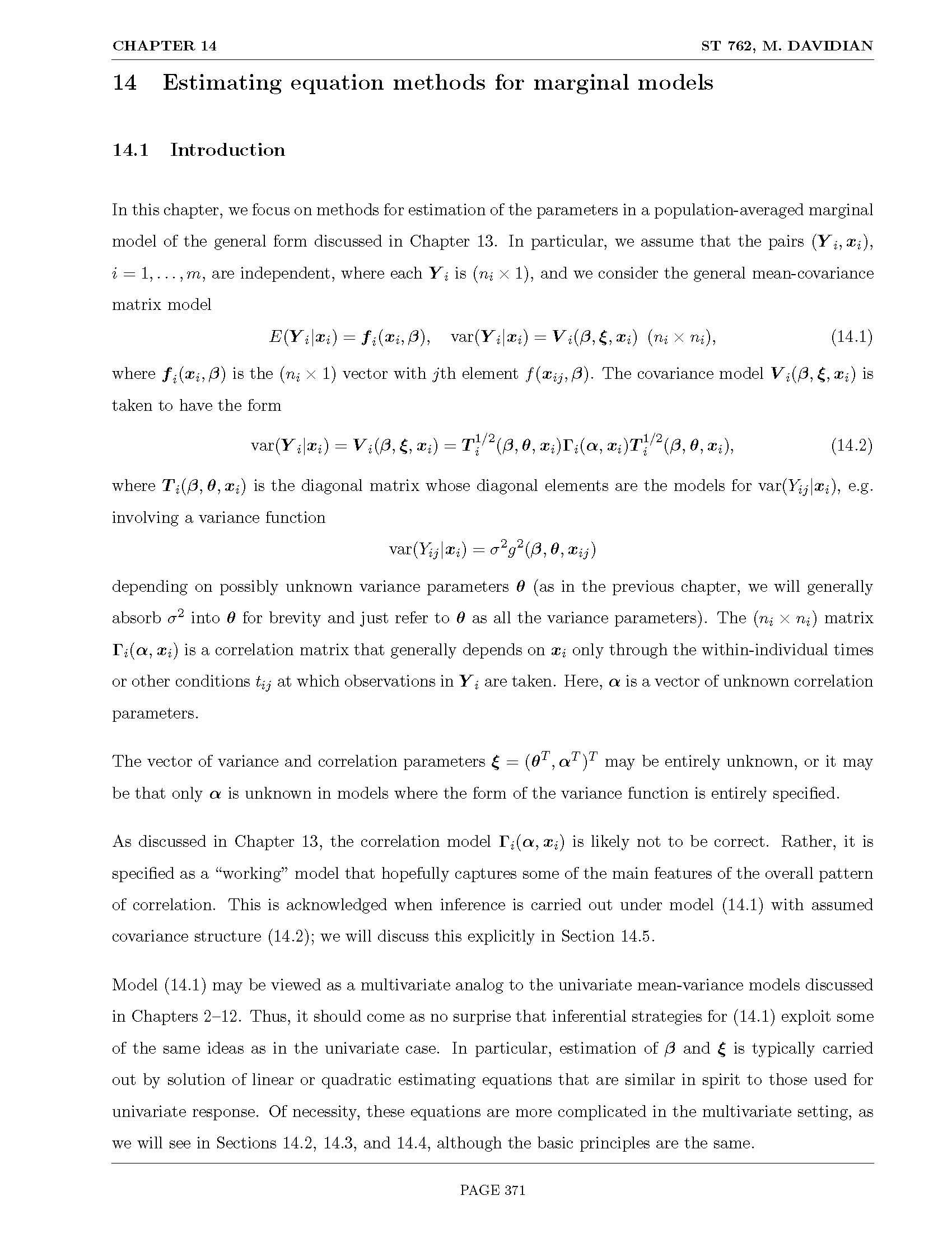 Nonlinear Statistical Models for Univariate and Multivariate Response