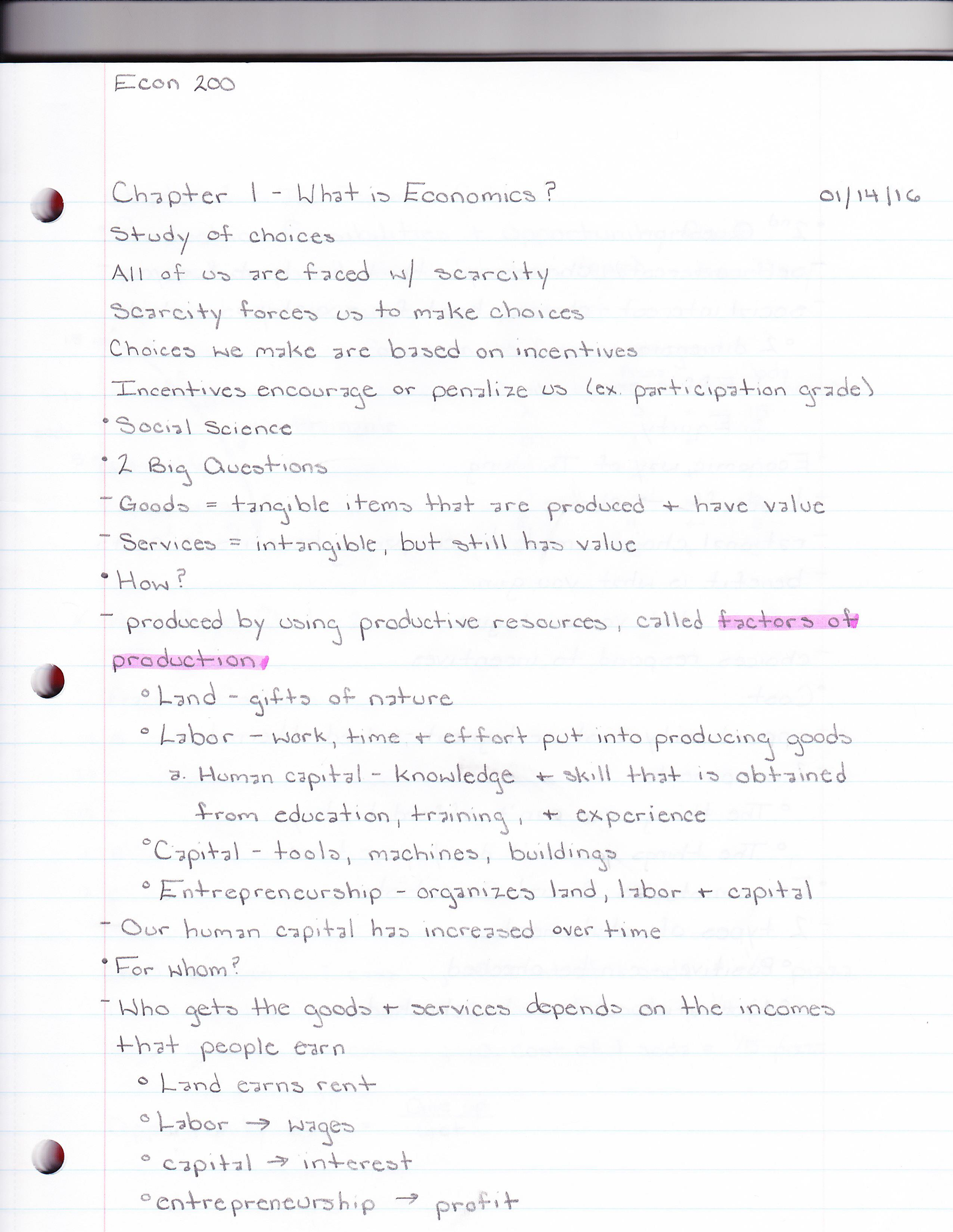 Econ 200, Week 1 and 2 Notes
