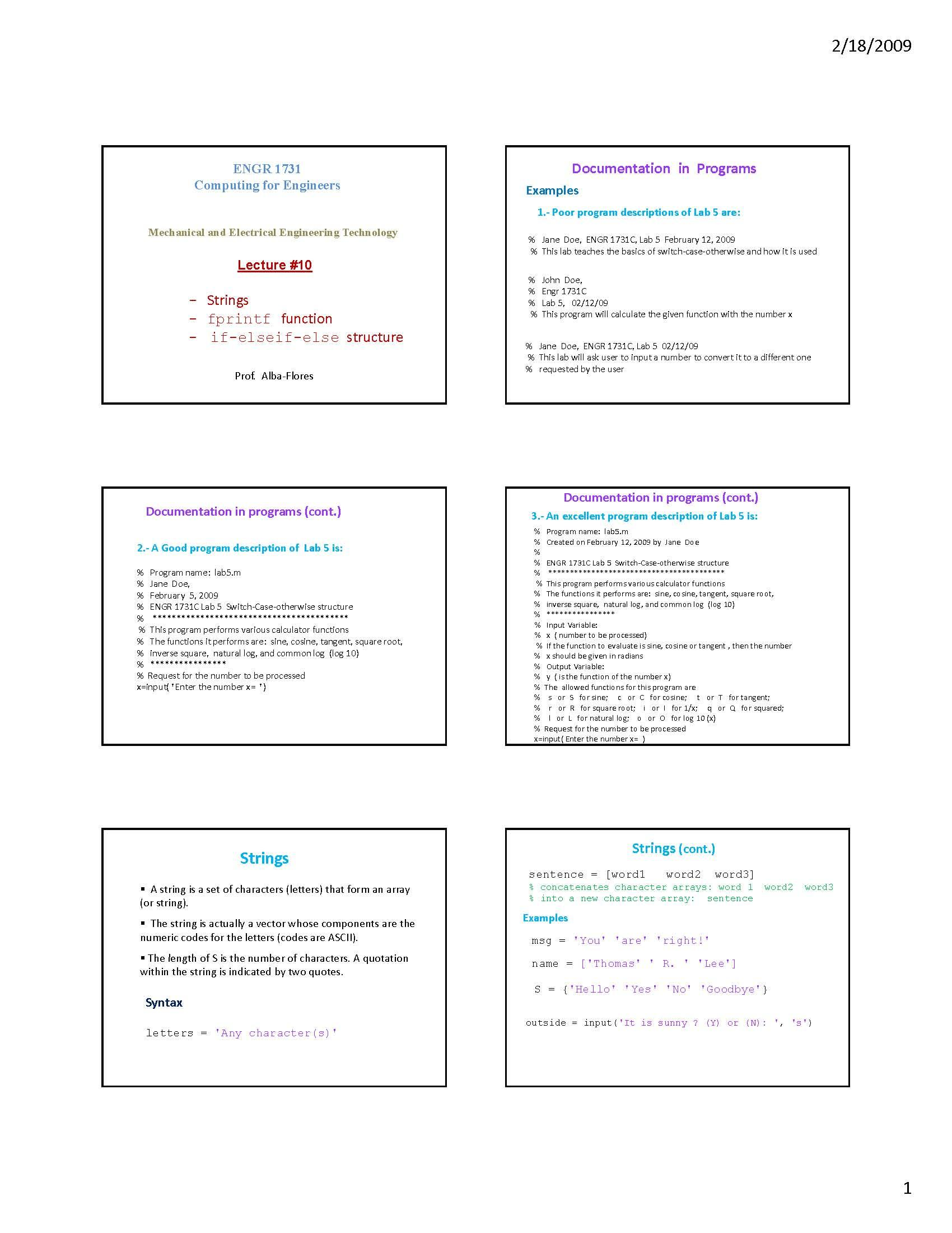Computing for Engineers