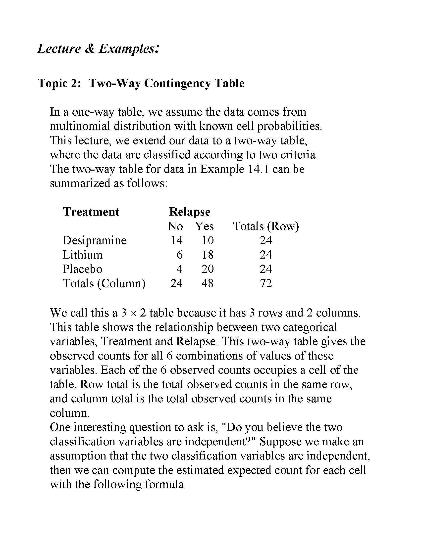 Statistical Methods II