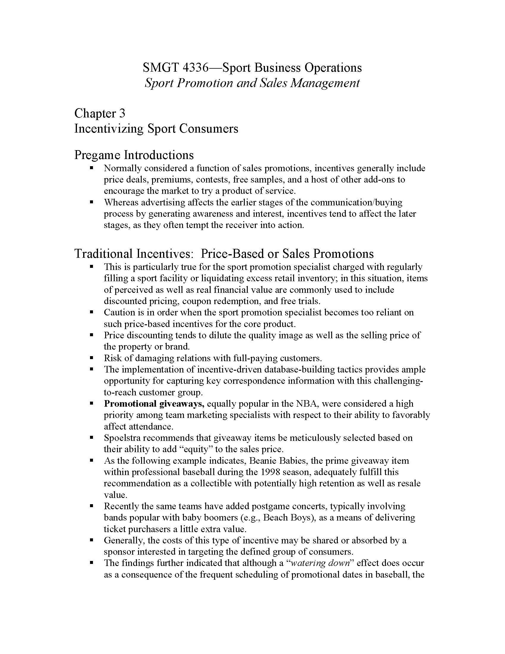 Sport Business Operations