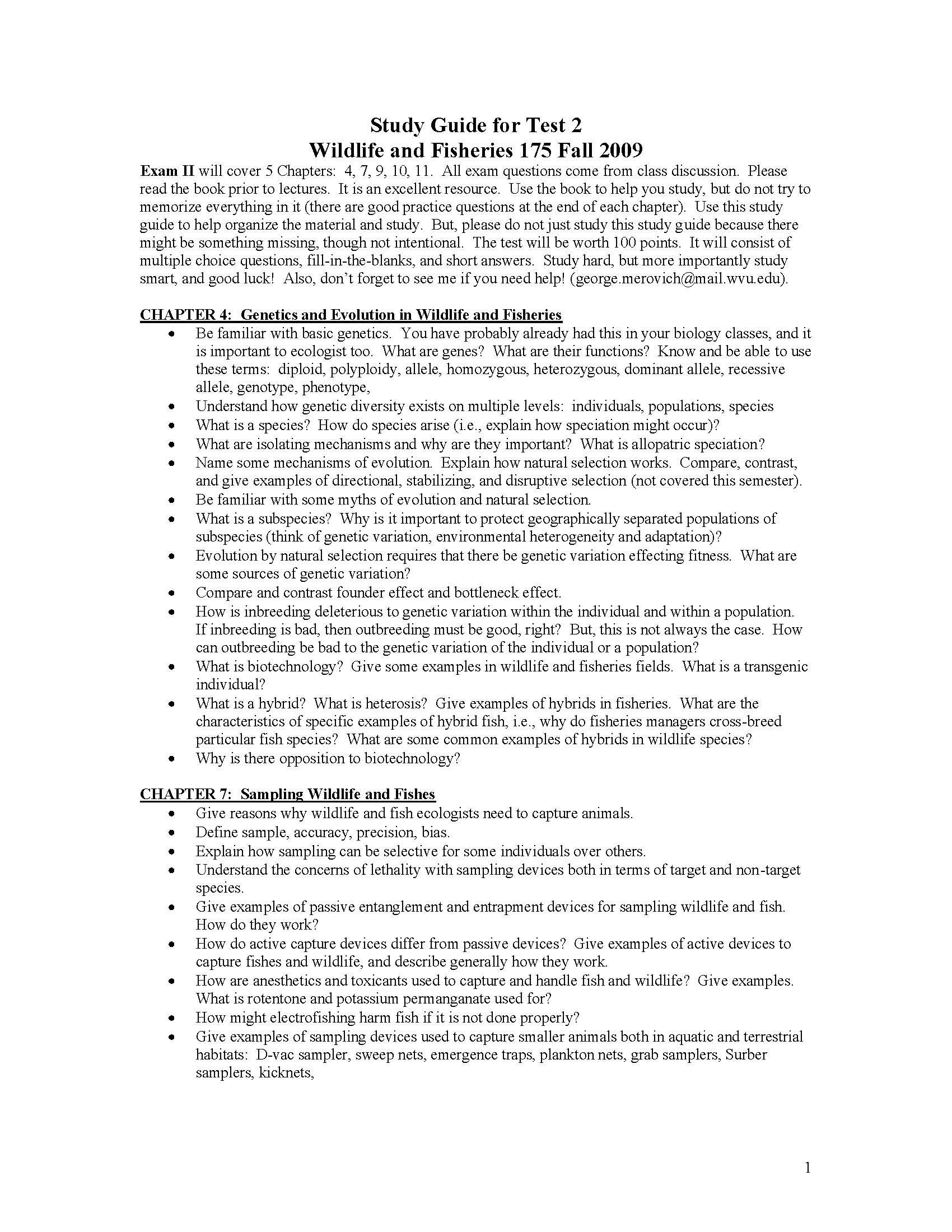 Intro to Wildlife & Fisheries