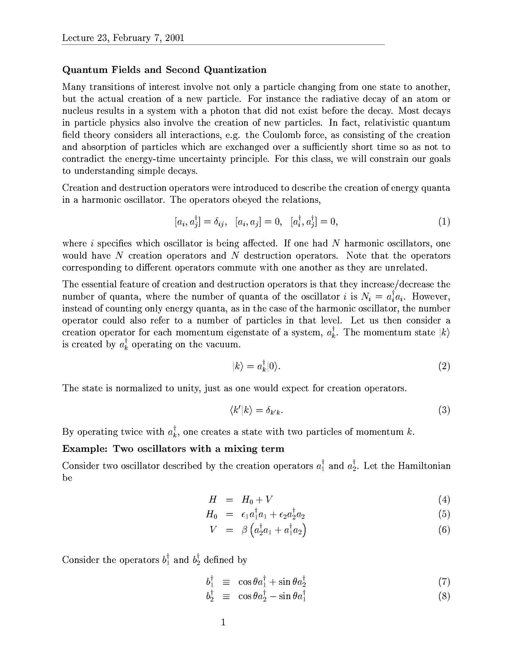 Quantum Mechanics I