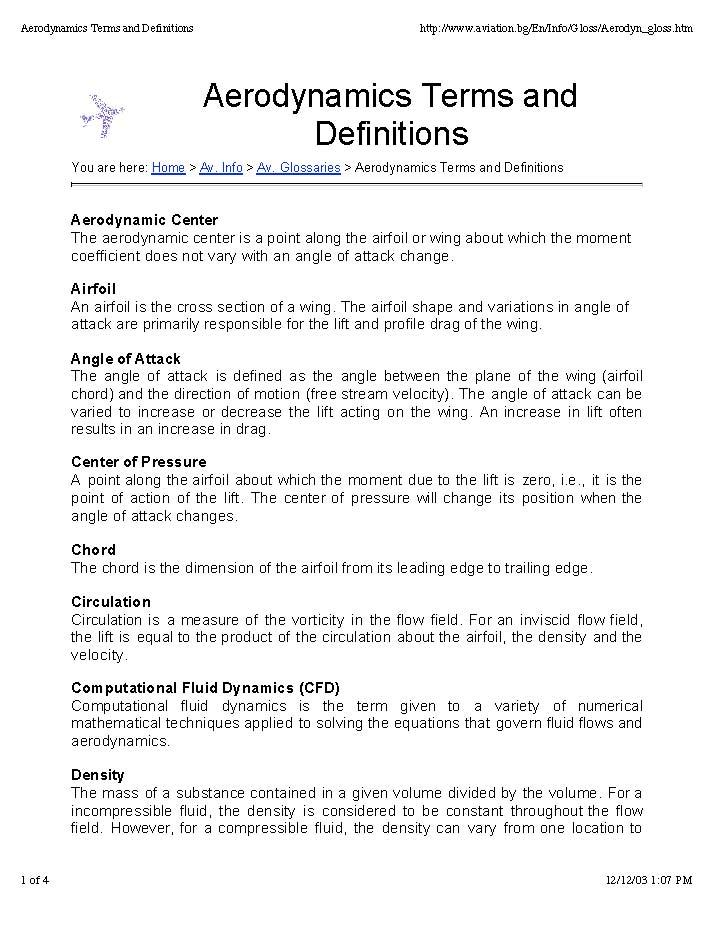 INTRODUCTION TO AERODYNAMICS
