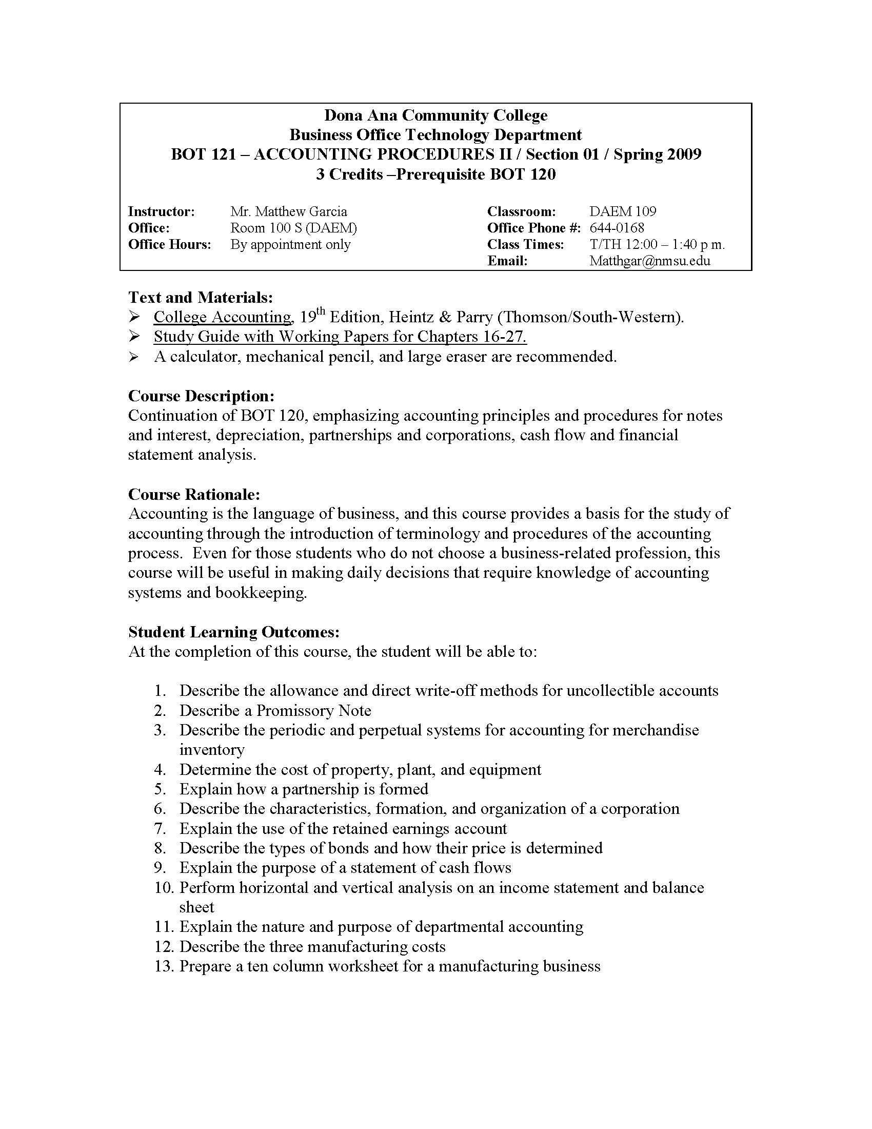 Accounting Procedures II