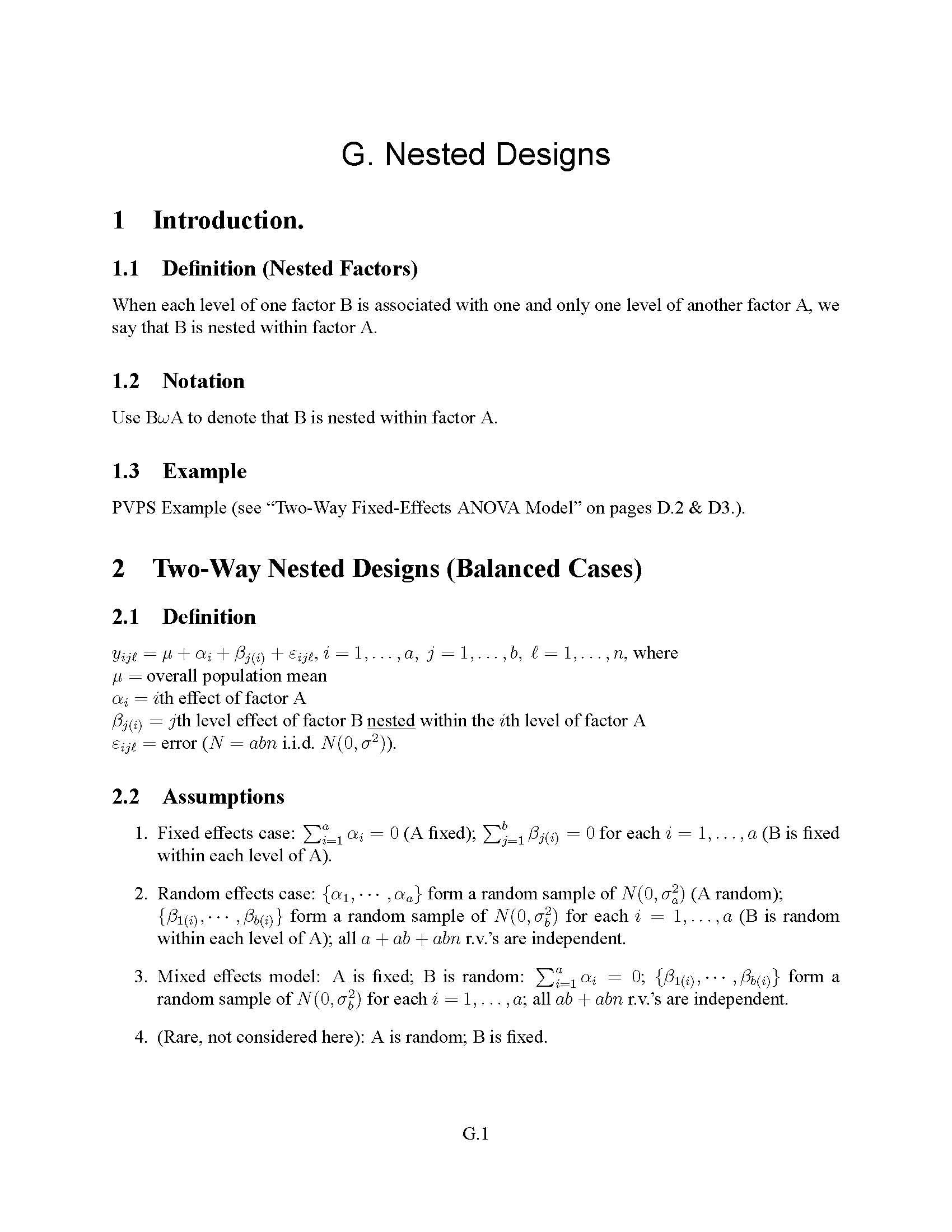 Design Of Experiments I