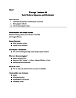 Lecture #4: Early Medieval Kingdoms and Christianity