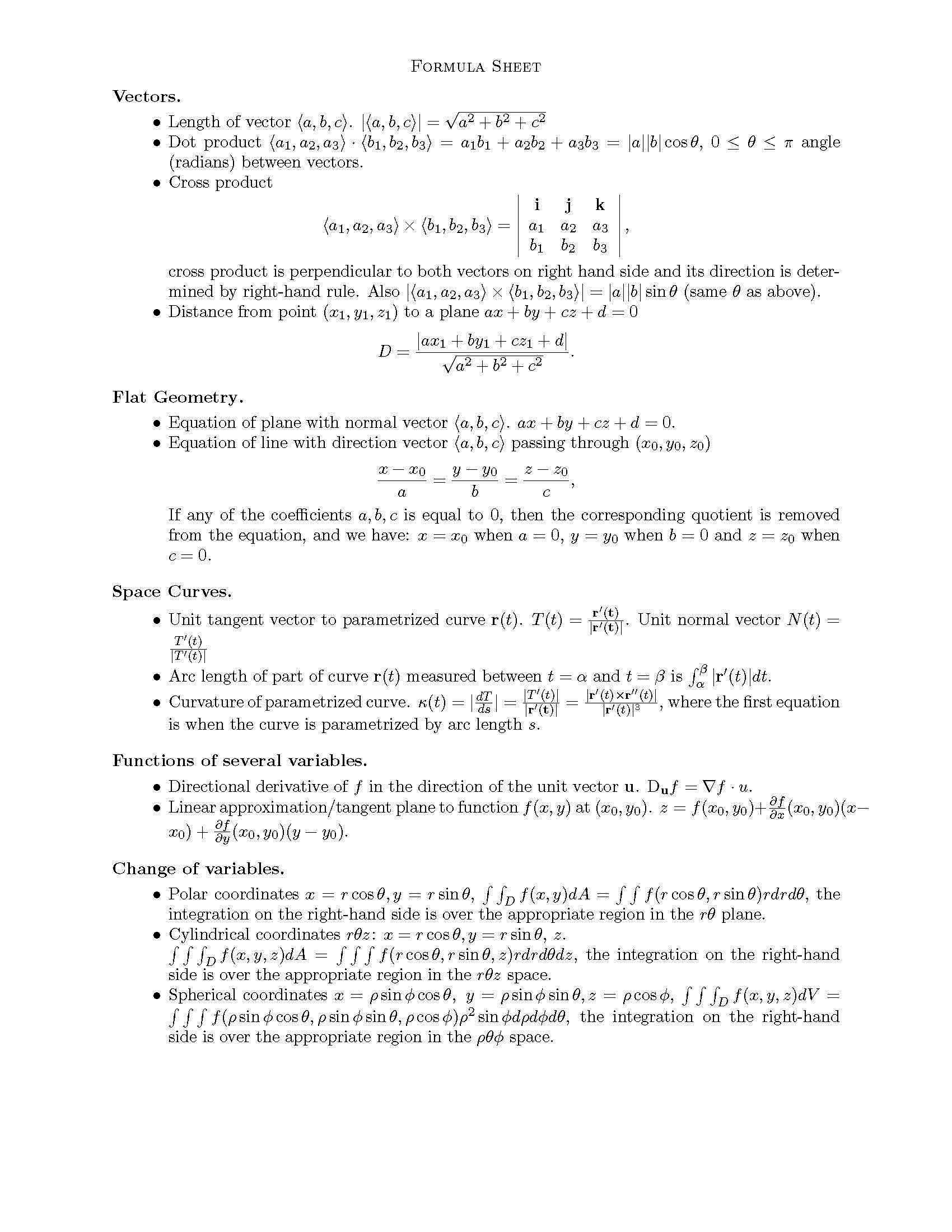 Multivariable Calculus