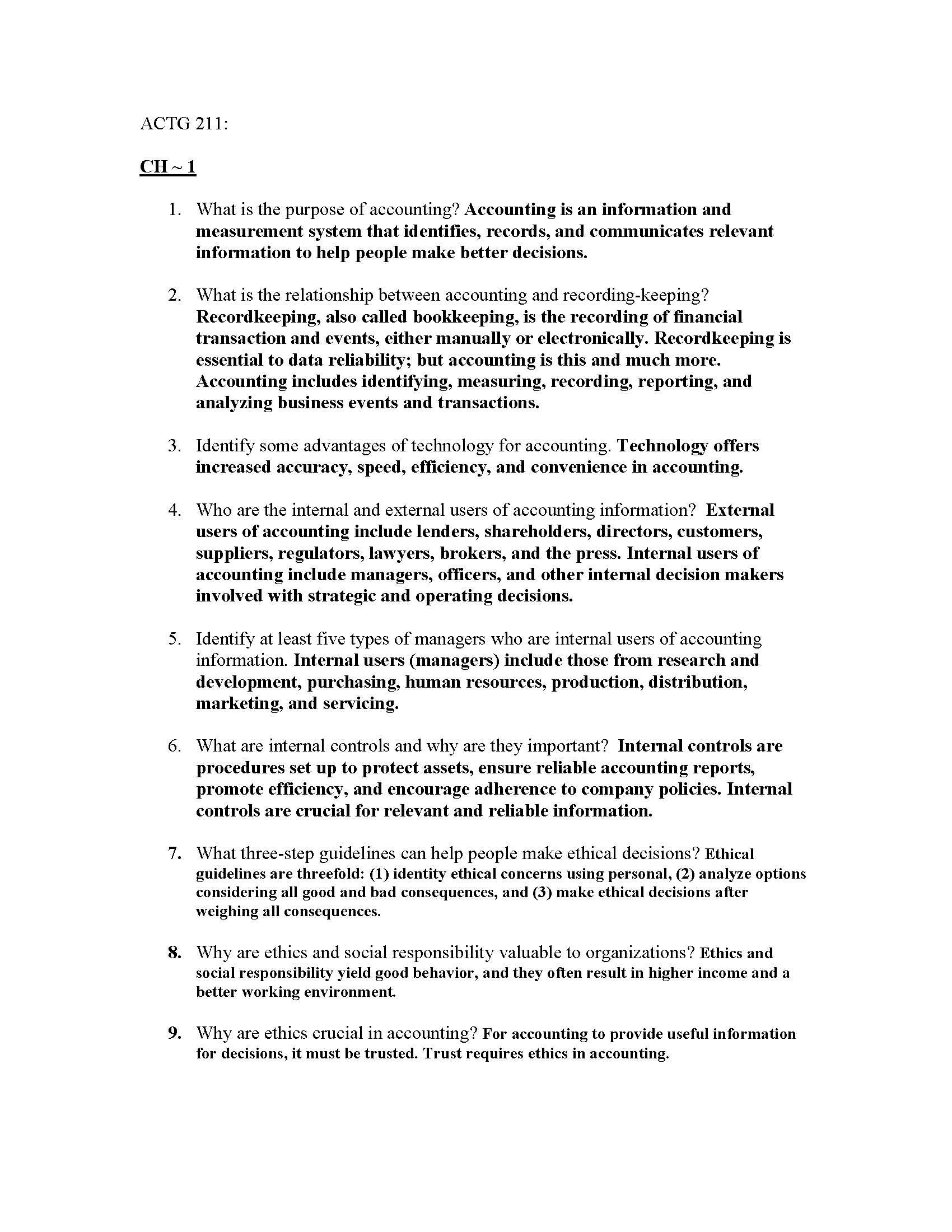 Intro Accounting I