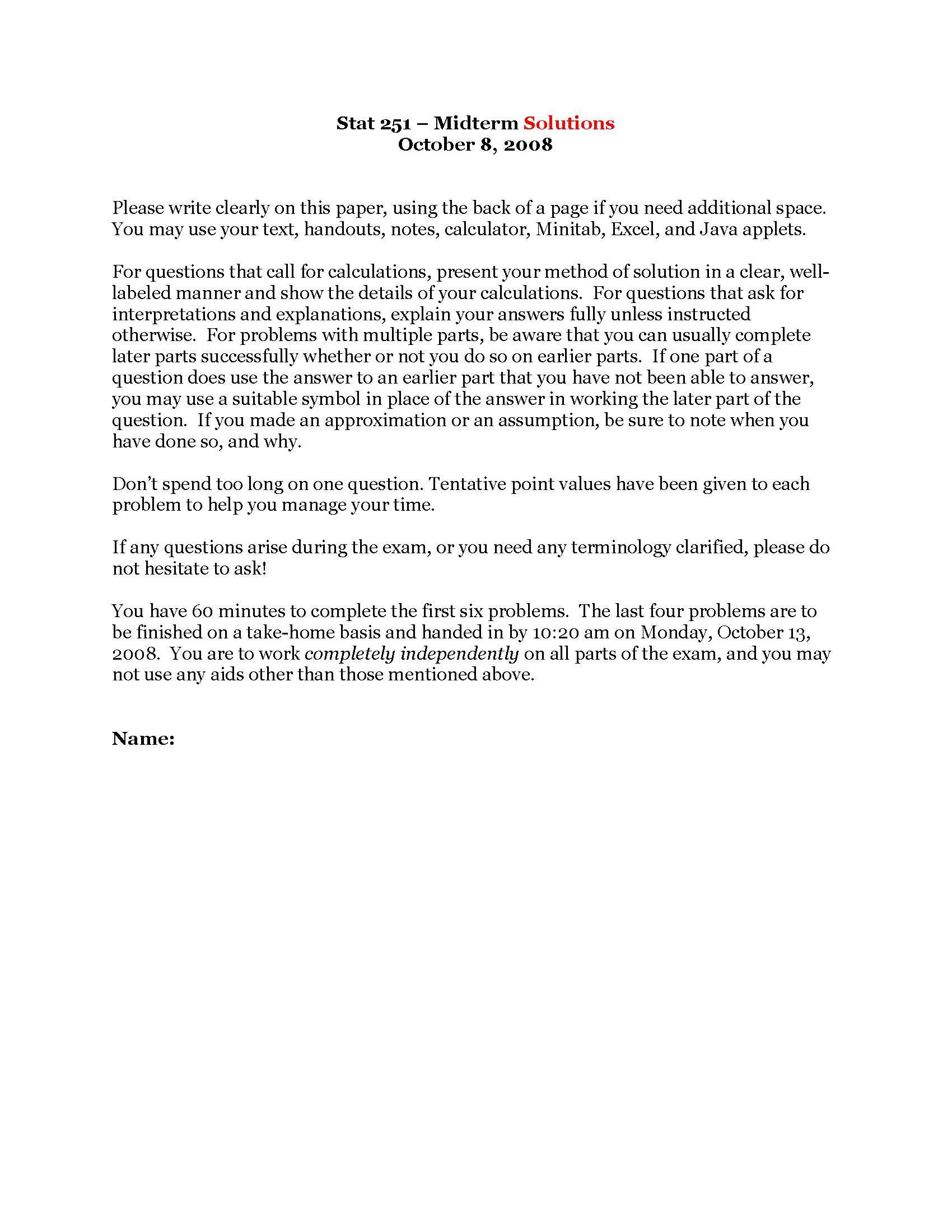 Statistical Methods I