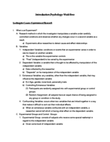 Introduction to Psychology: Week Two