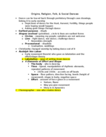 Dance: Social, Folk, Origin, & Appreciation