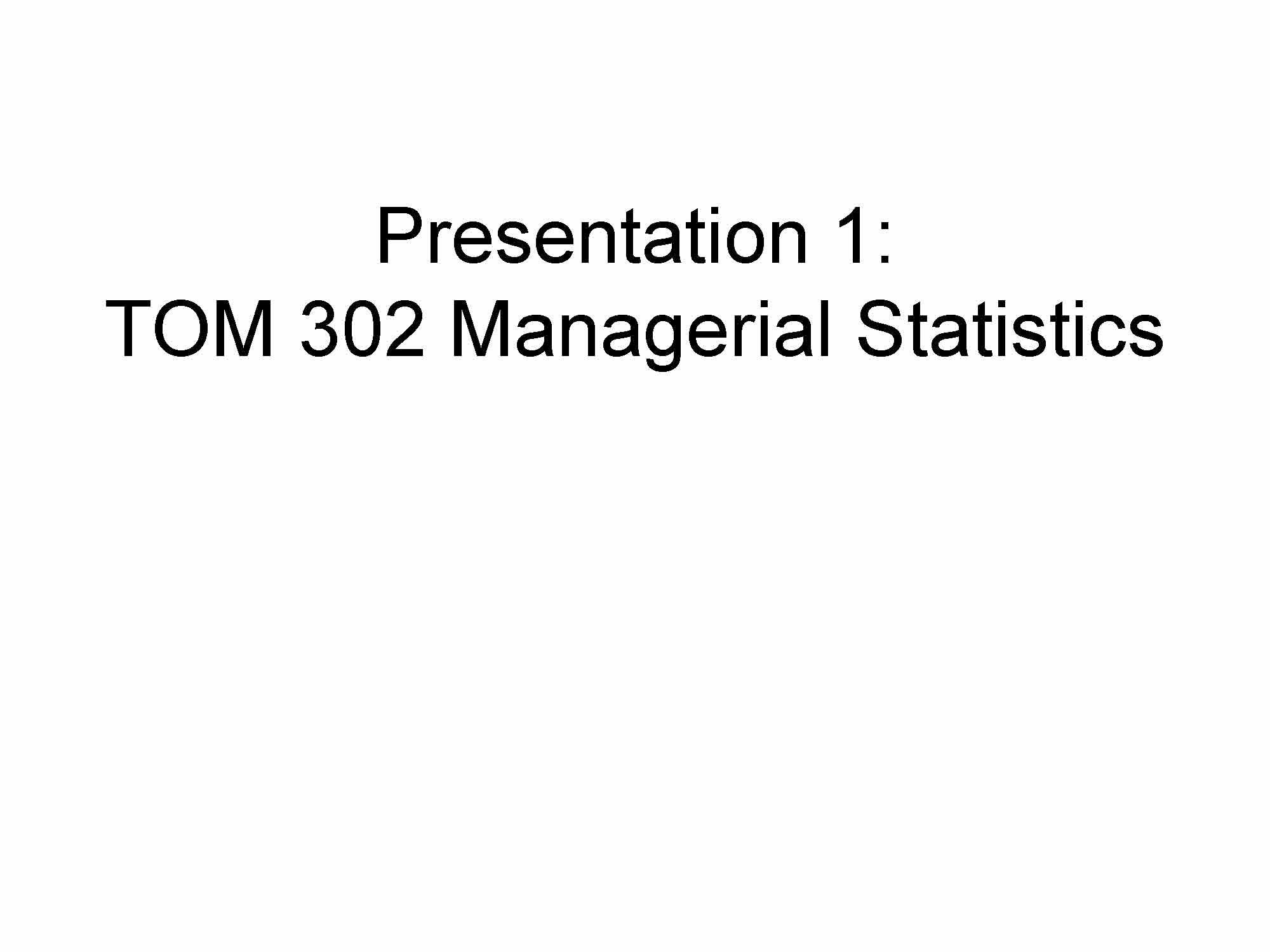 Managerial Statistics