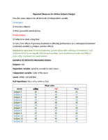 Repeated Measures for Within Subjects  Design 