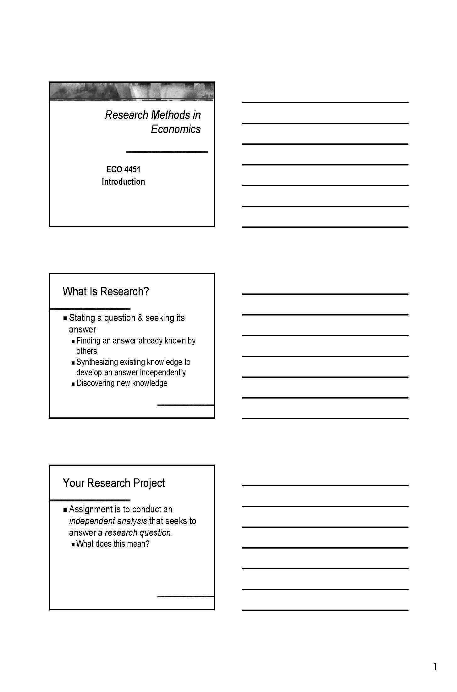 Research Methods in Economics