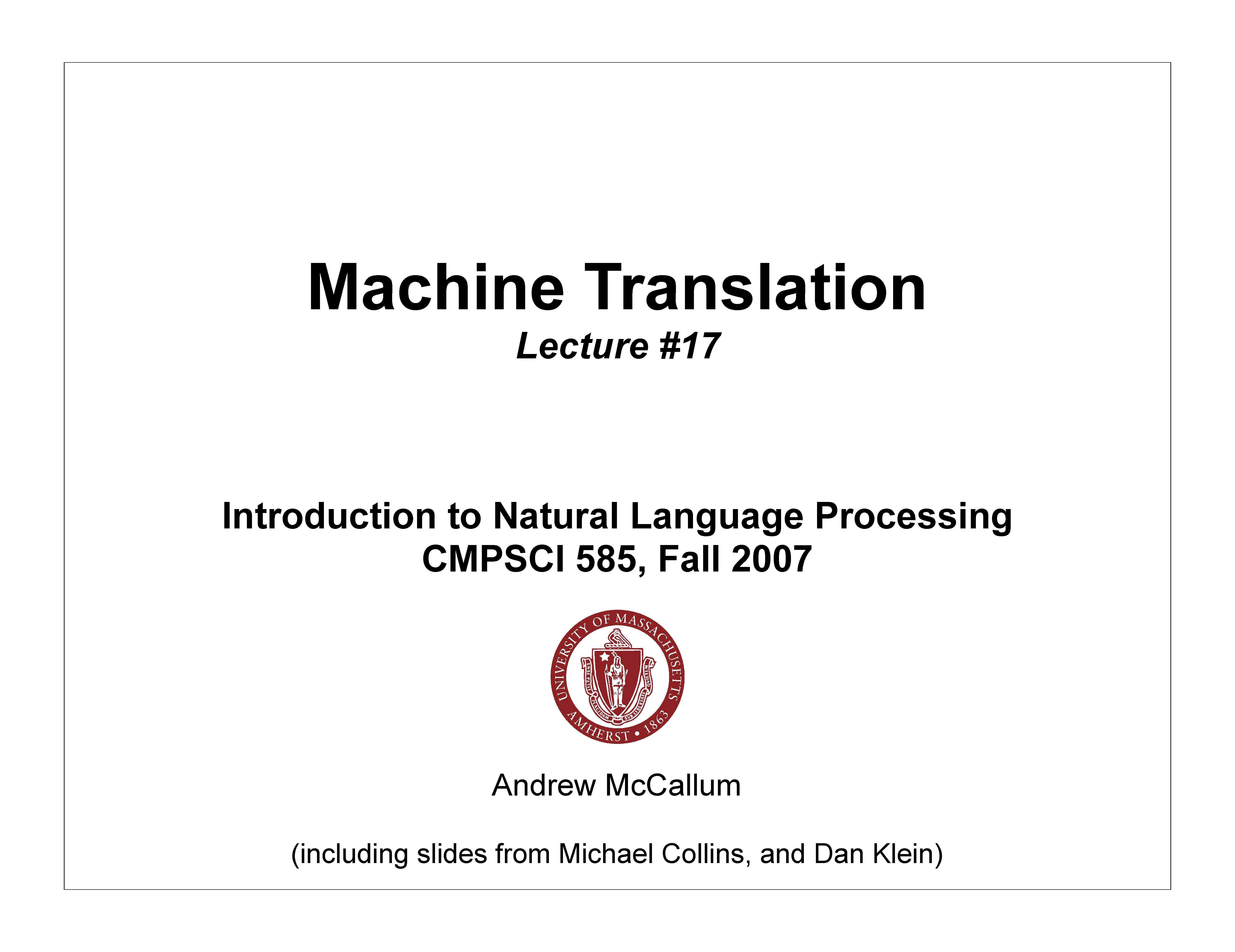 Introduction to Natural Language Processing