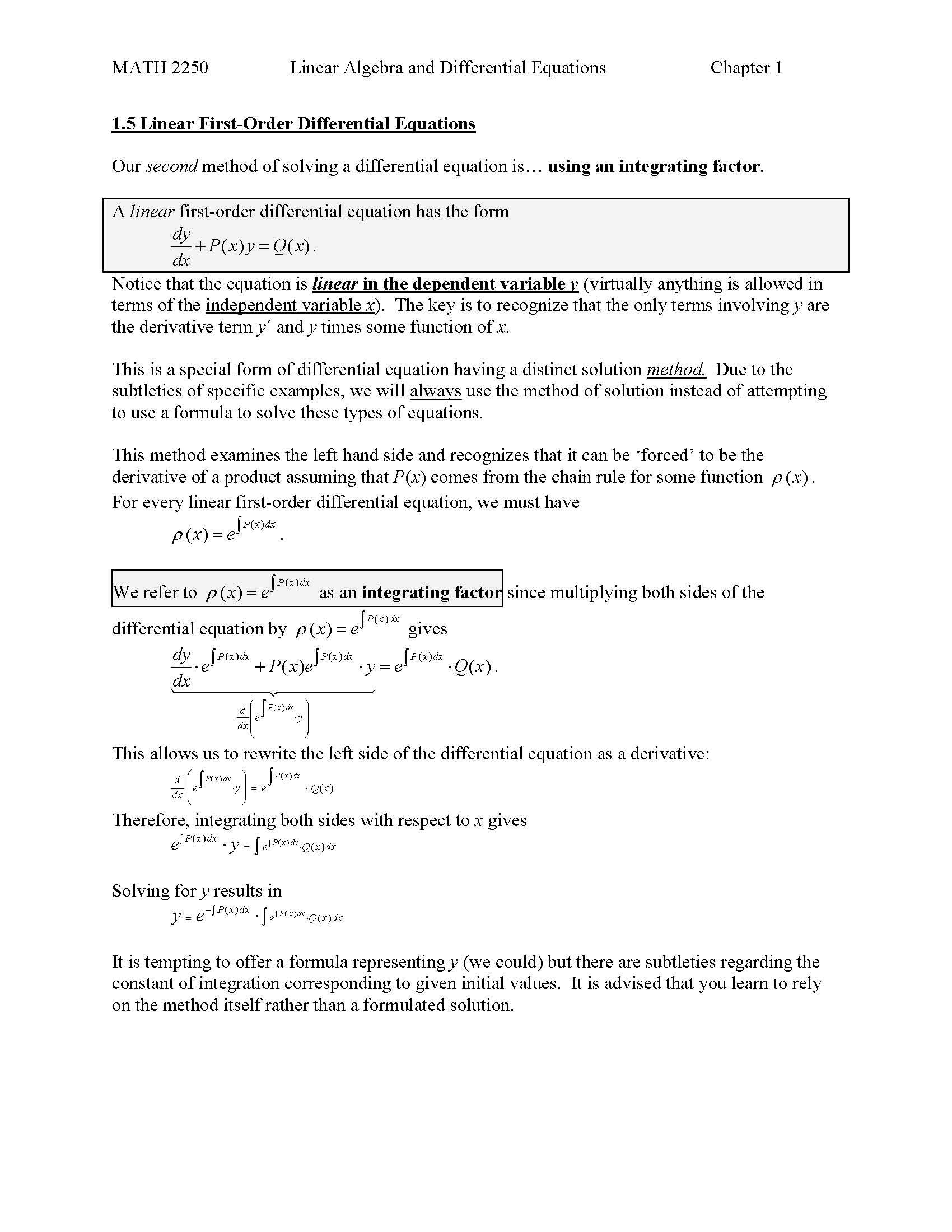 Linear Algebra and Differential Equations