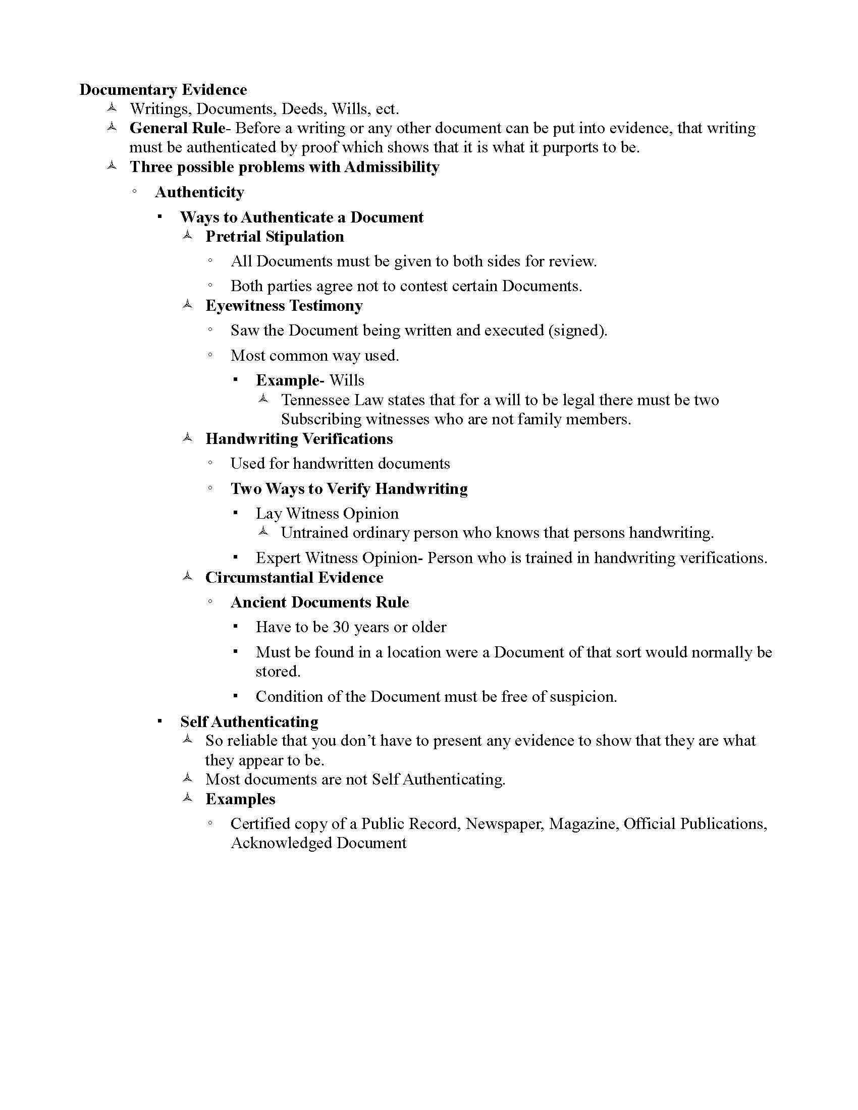Criminal Evidence and Procedures