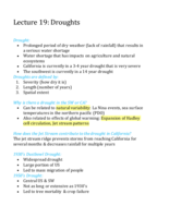 Lecture 19: Droughts