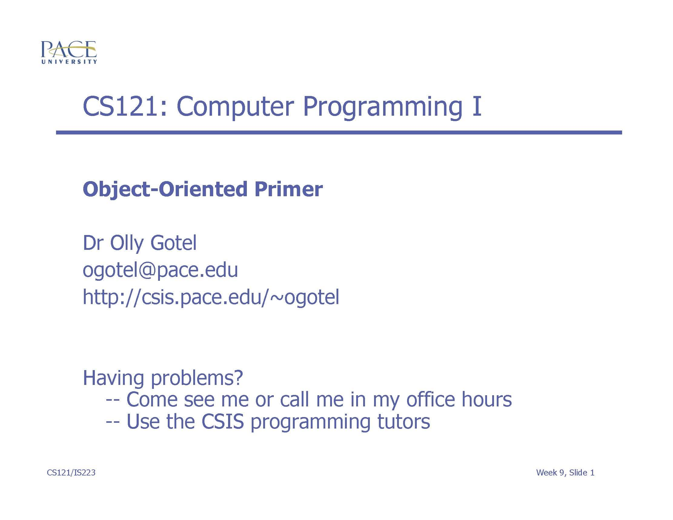 Computer Programming I