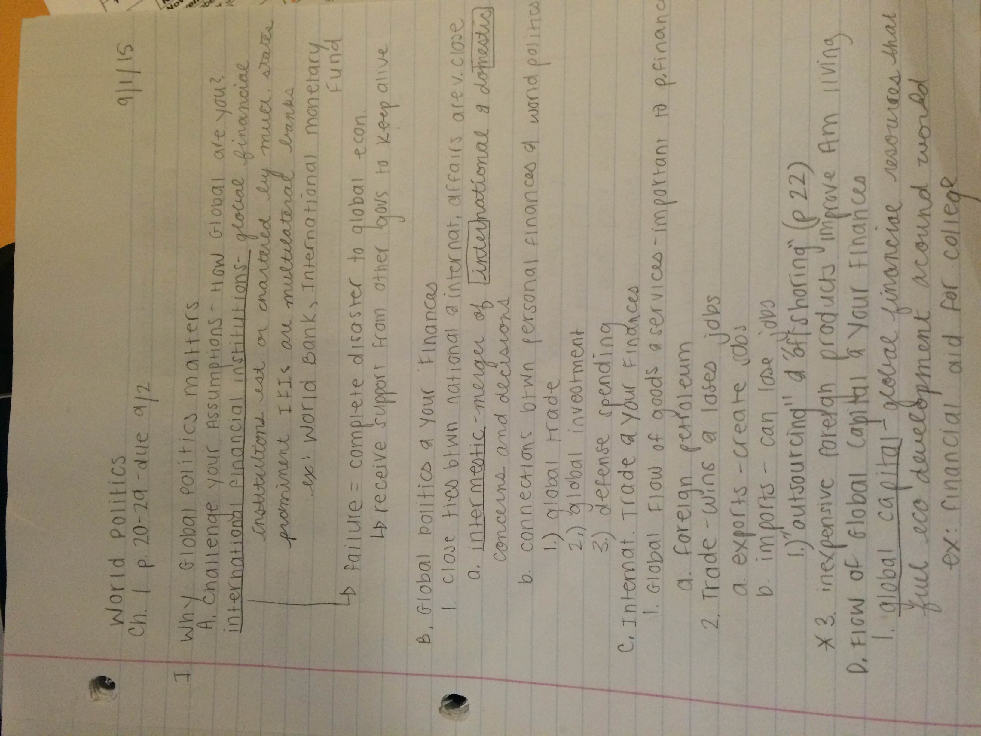 Notes on assigned reading