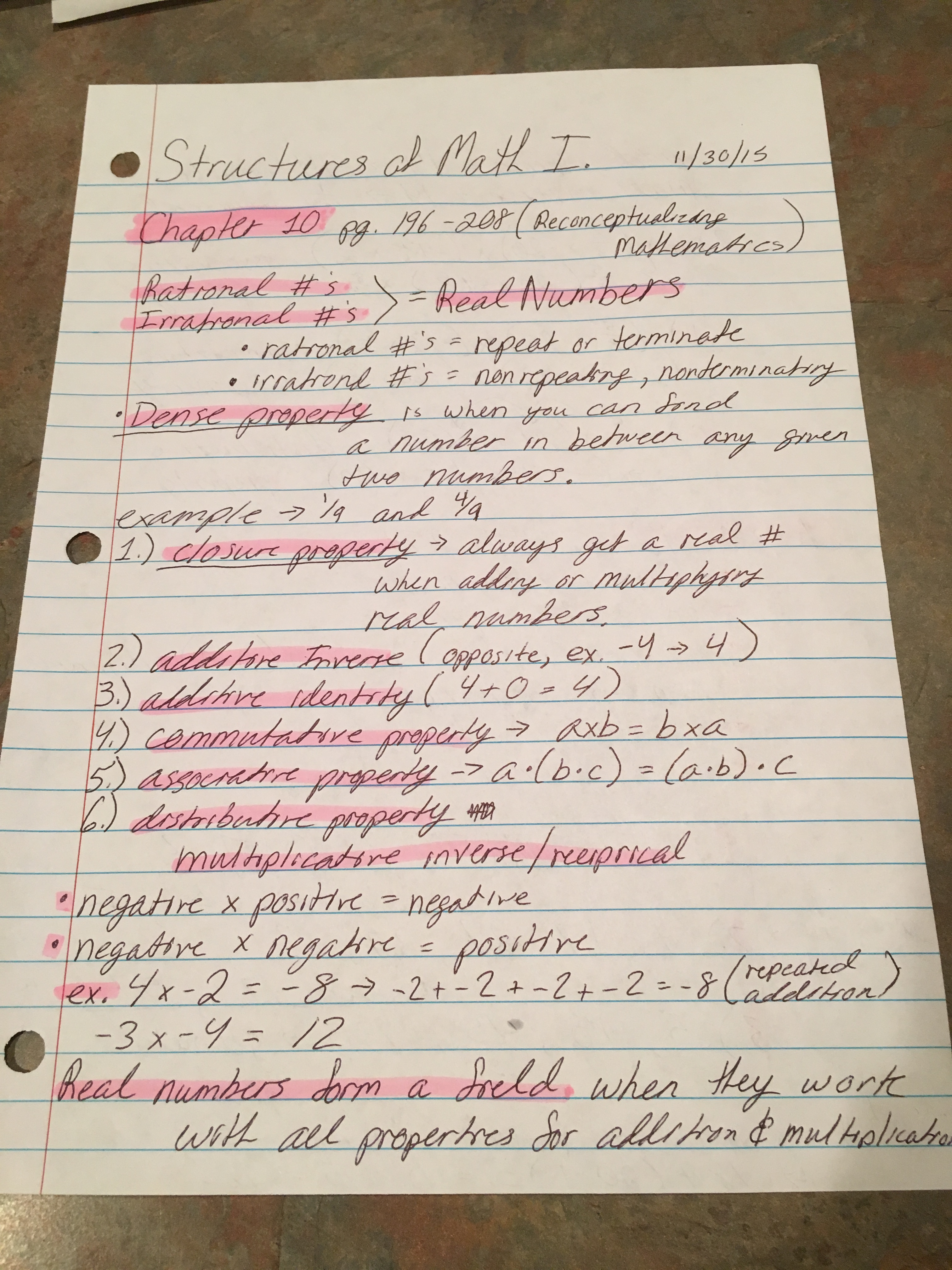 Re-conceptualizing Mathematics Ch. 10 and Ch. 12