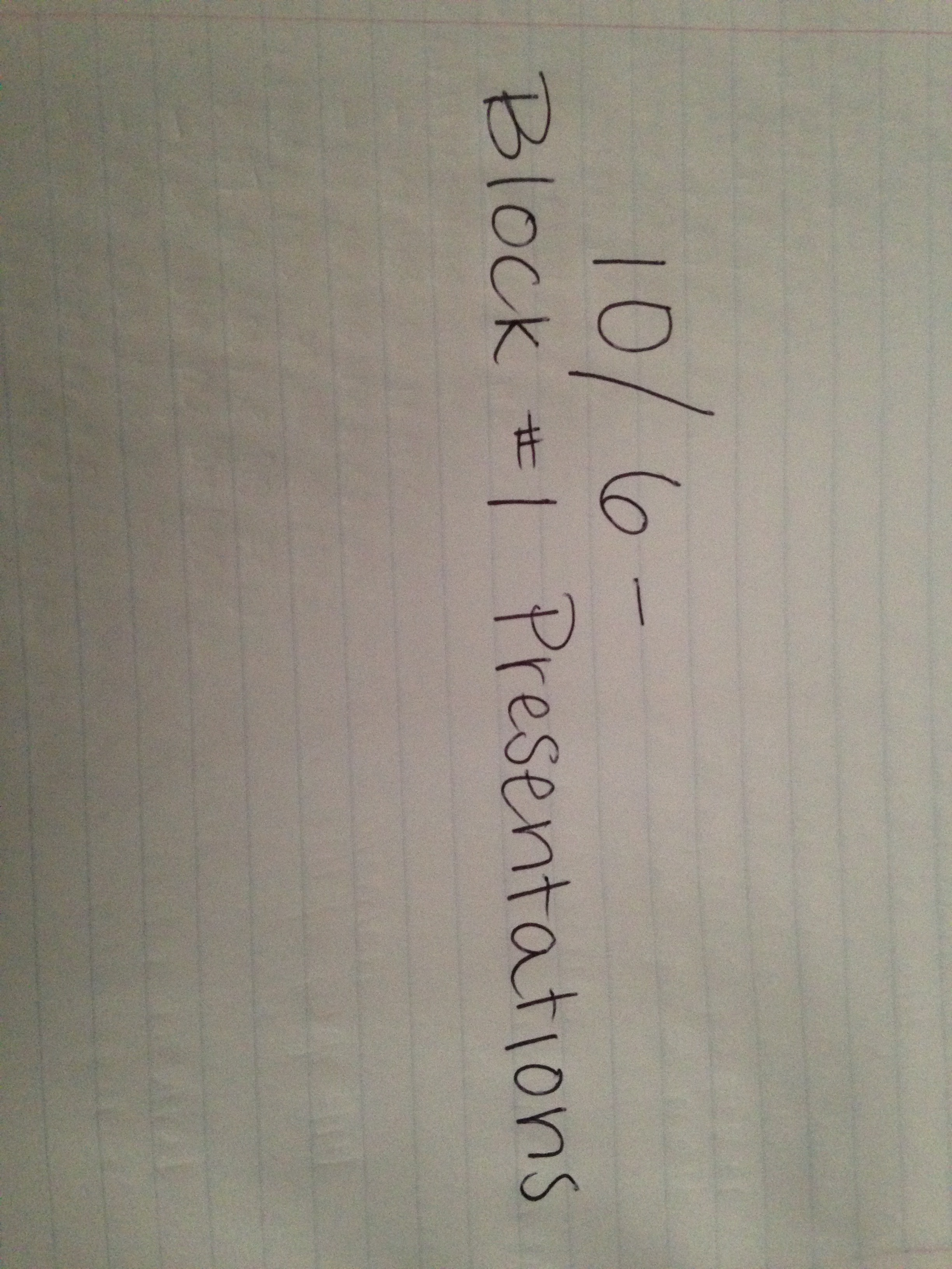 Week of 10/6 and 10/8