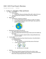 GSC 103 Final Exam Study Guide: Lectures 17-23 pictures included