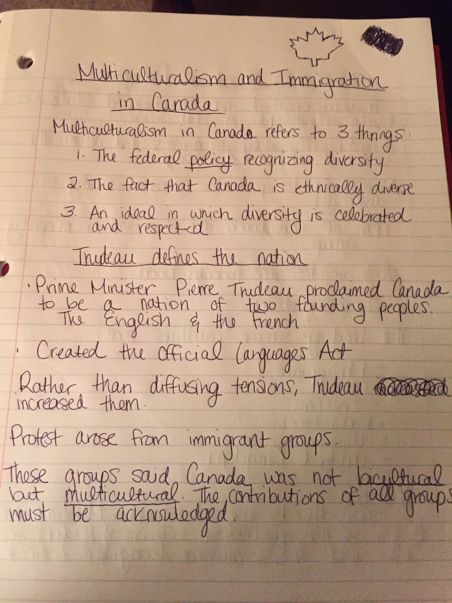 Muticulturalism and Quebec