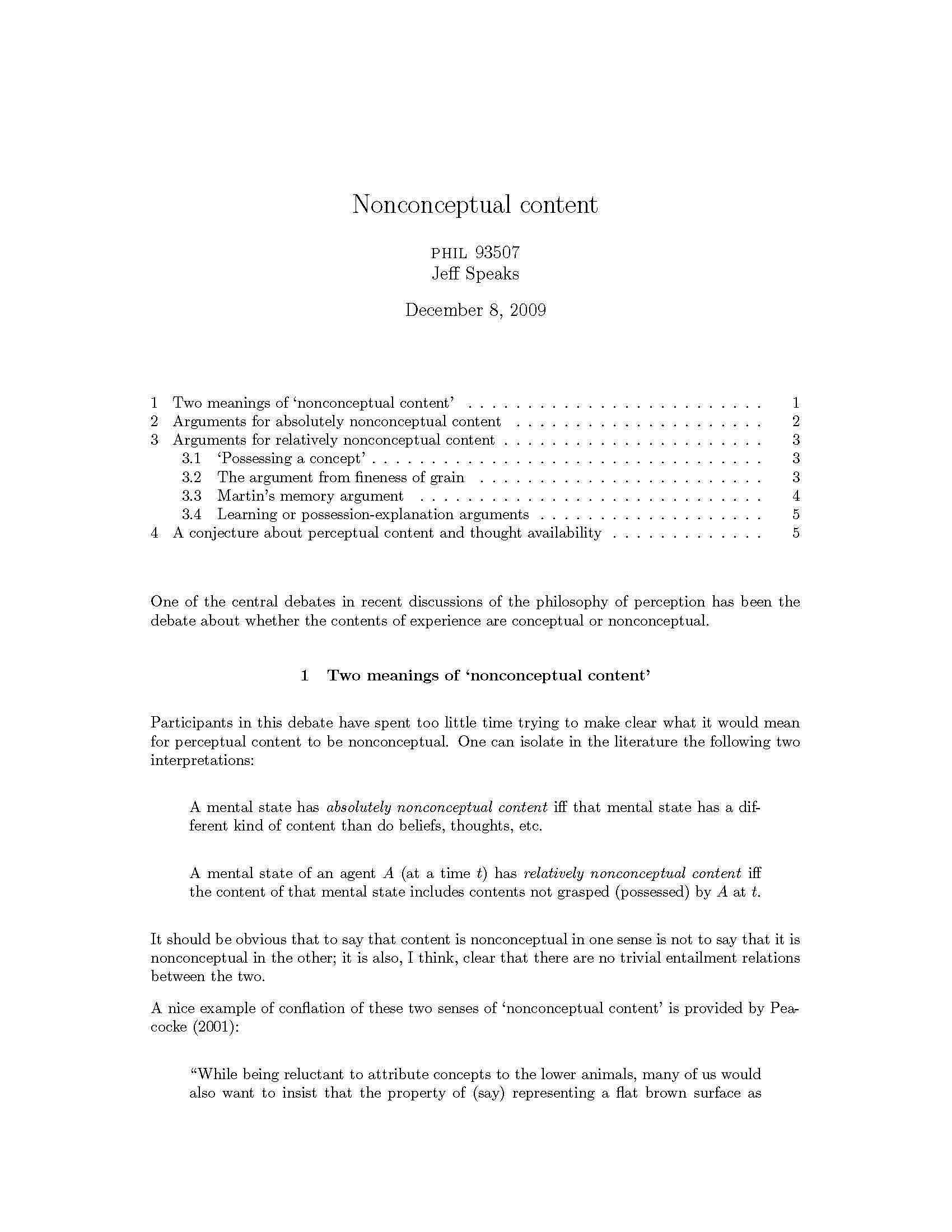 Topics in Philosophy of Mind