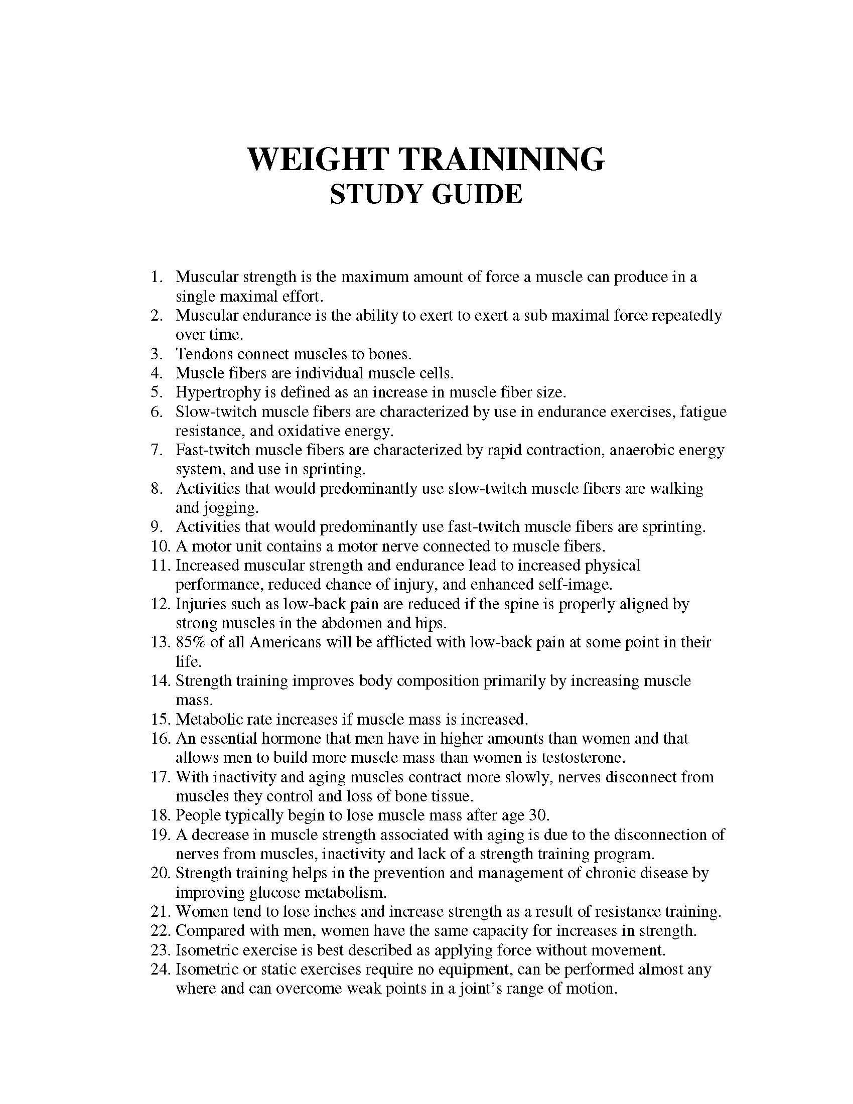 FFL Weight Training