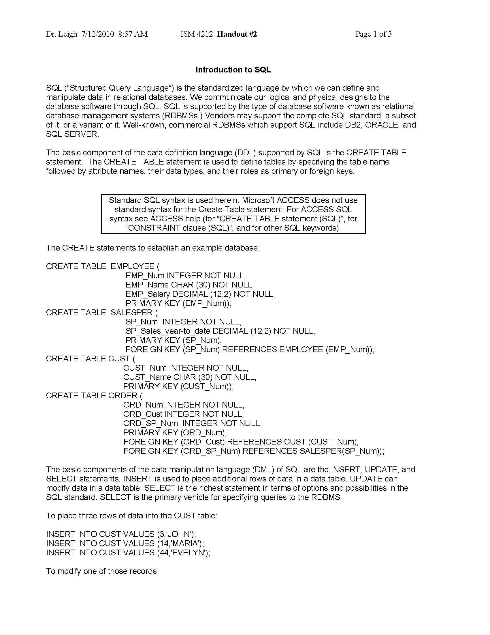 Database Design and Implementation