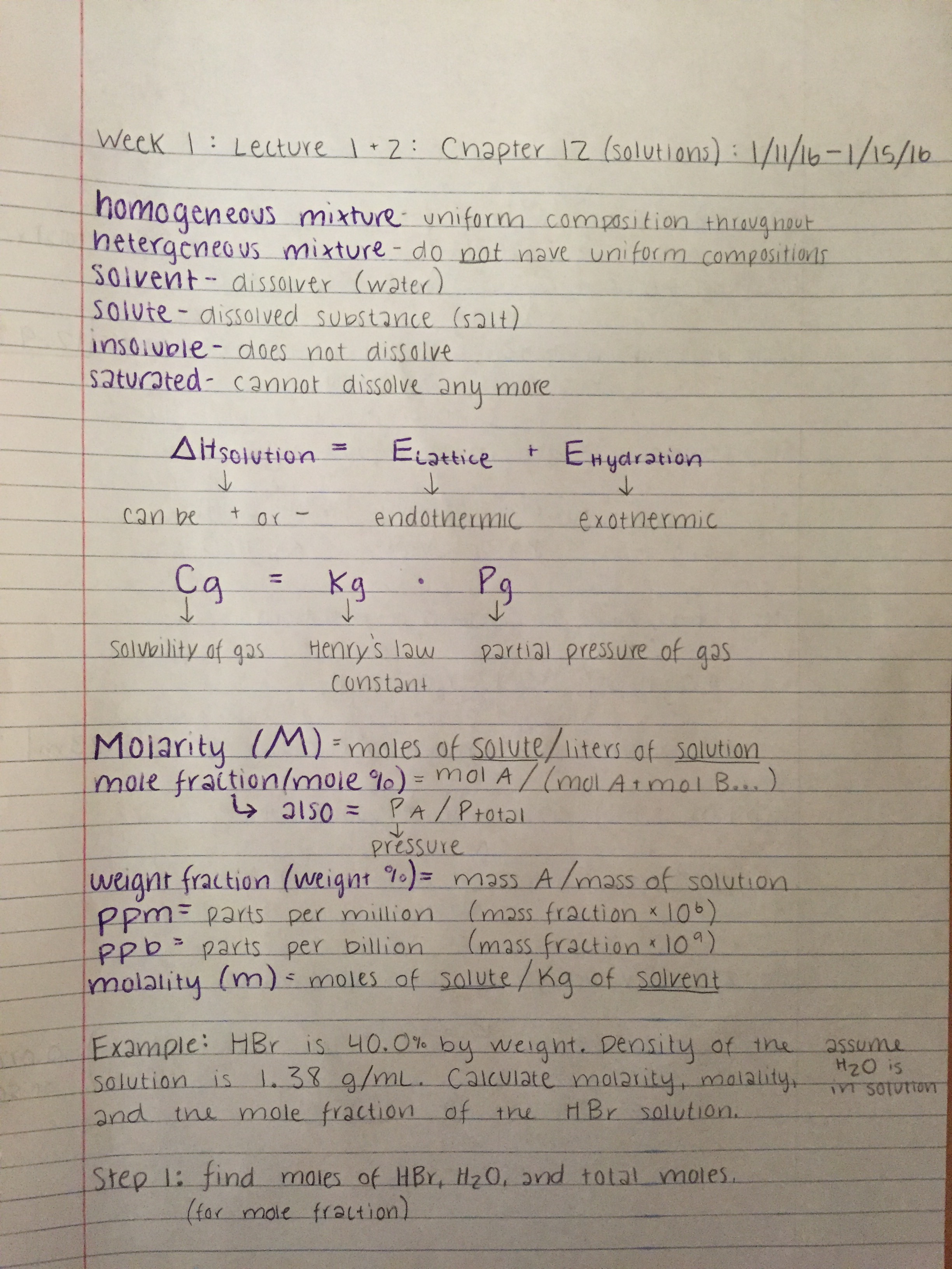 General Chemistry II, Week 1 notes