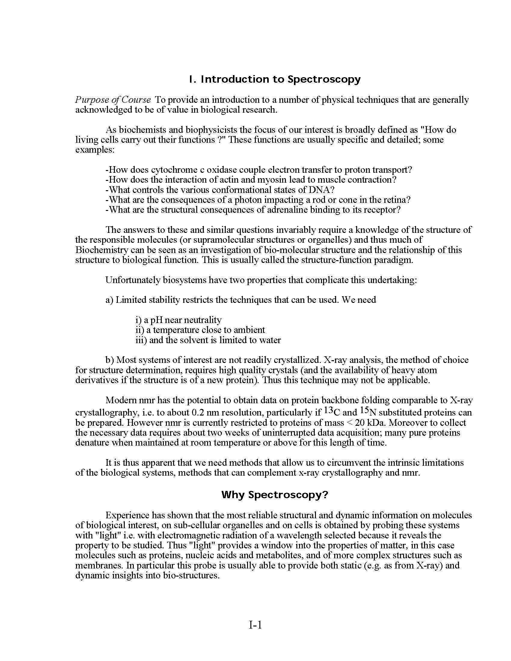 MOLECULAR BIOPHYSICS I
