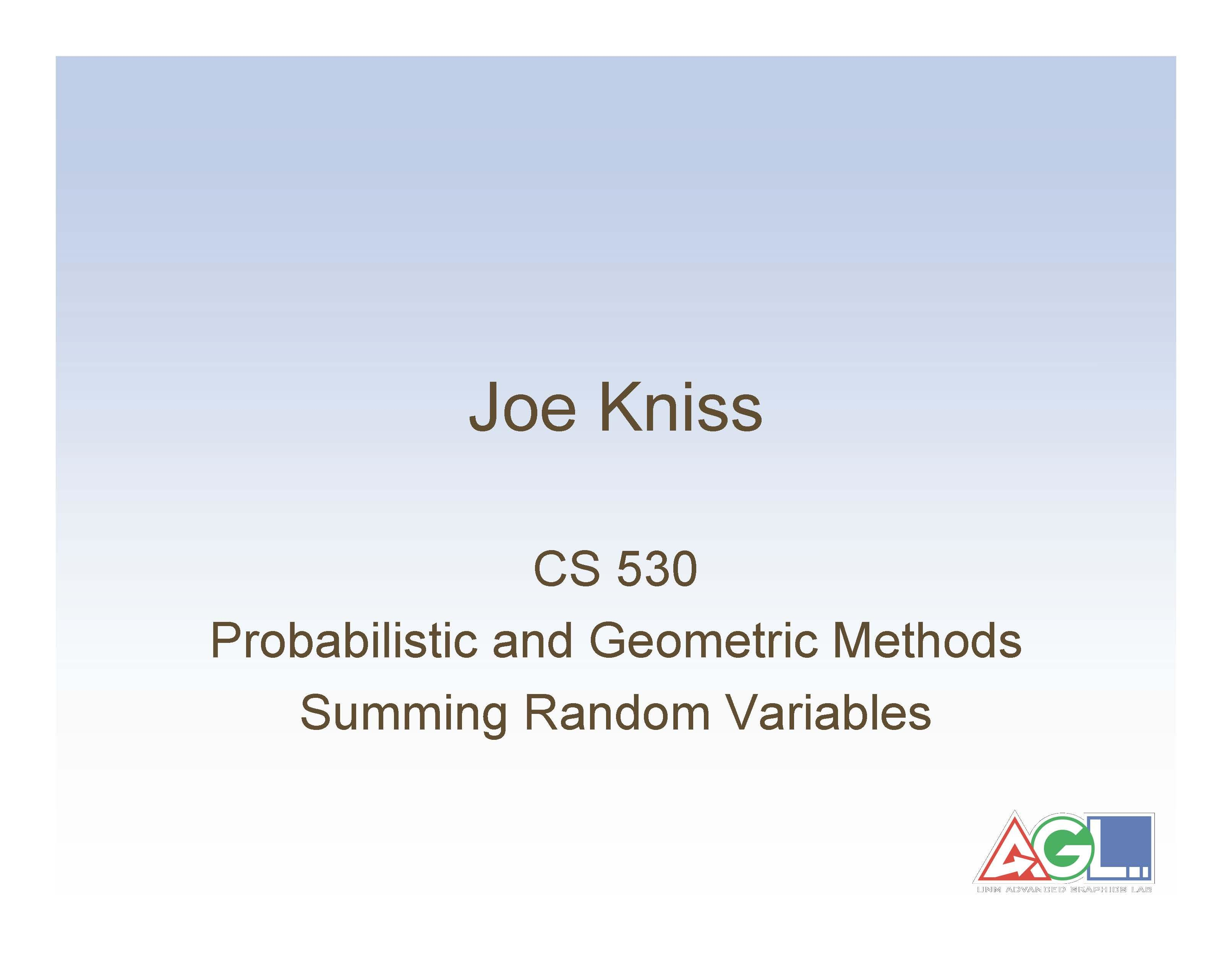 Geometric and Probabilistic Methods in Computer Science