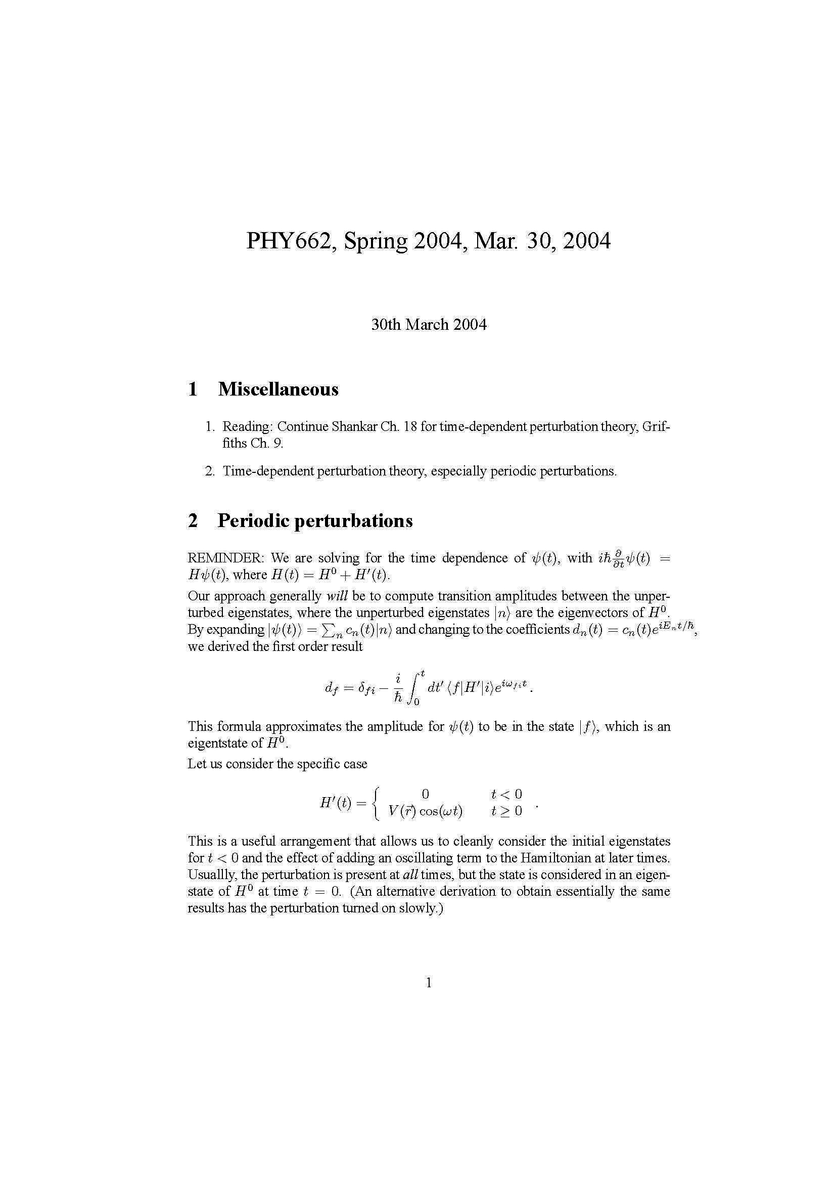 Quantum Mechanics II