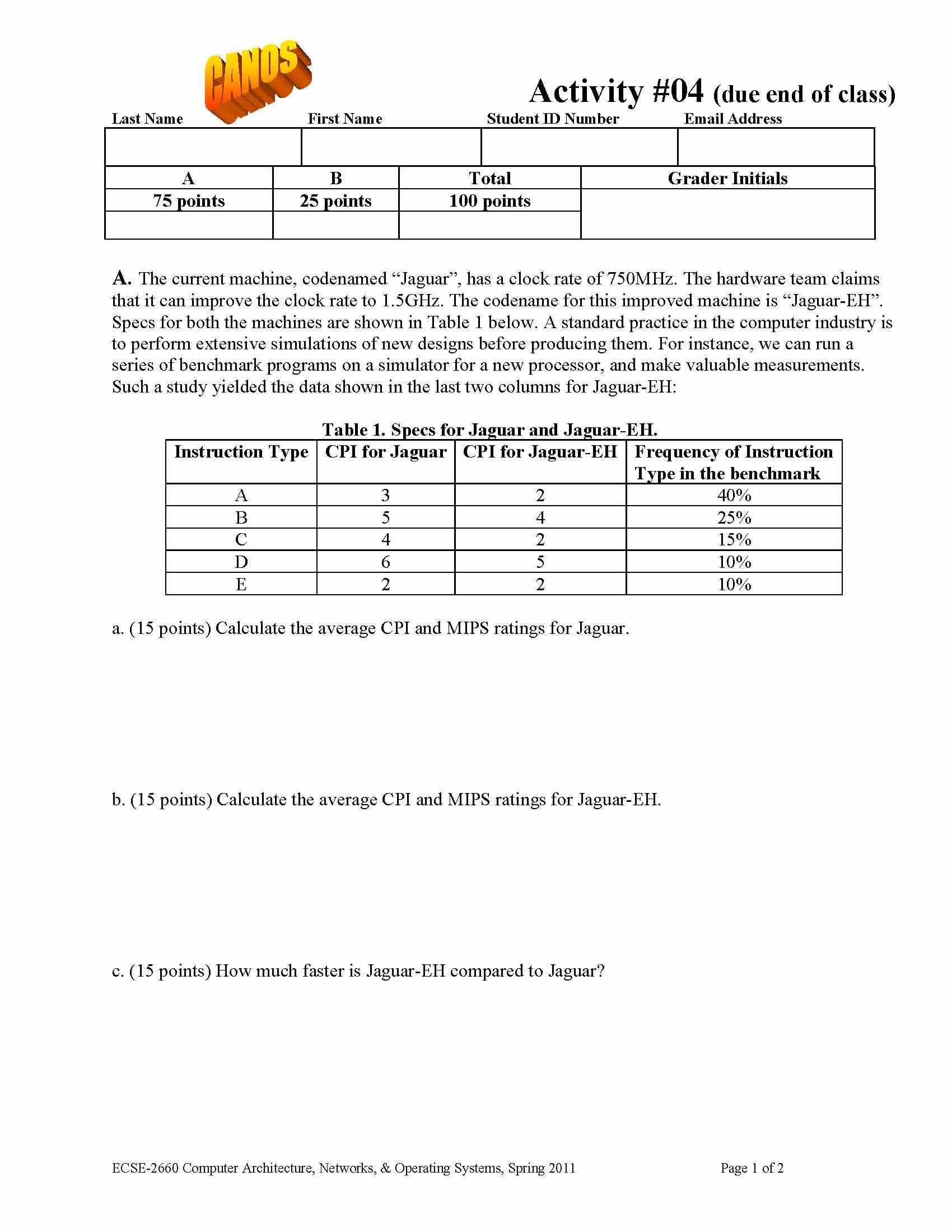 CPTR ARCH, NETS & OS