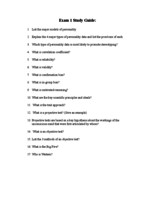 EXAM ONE STUDY GUIDE