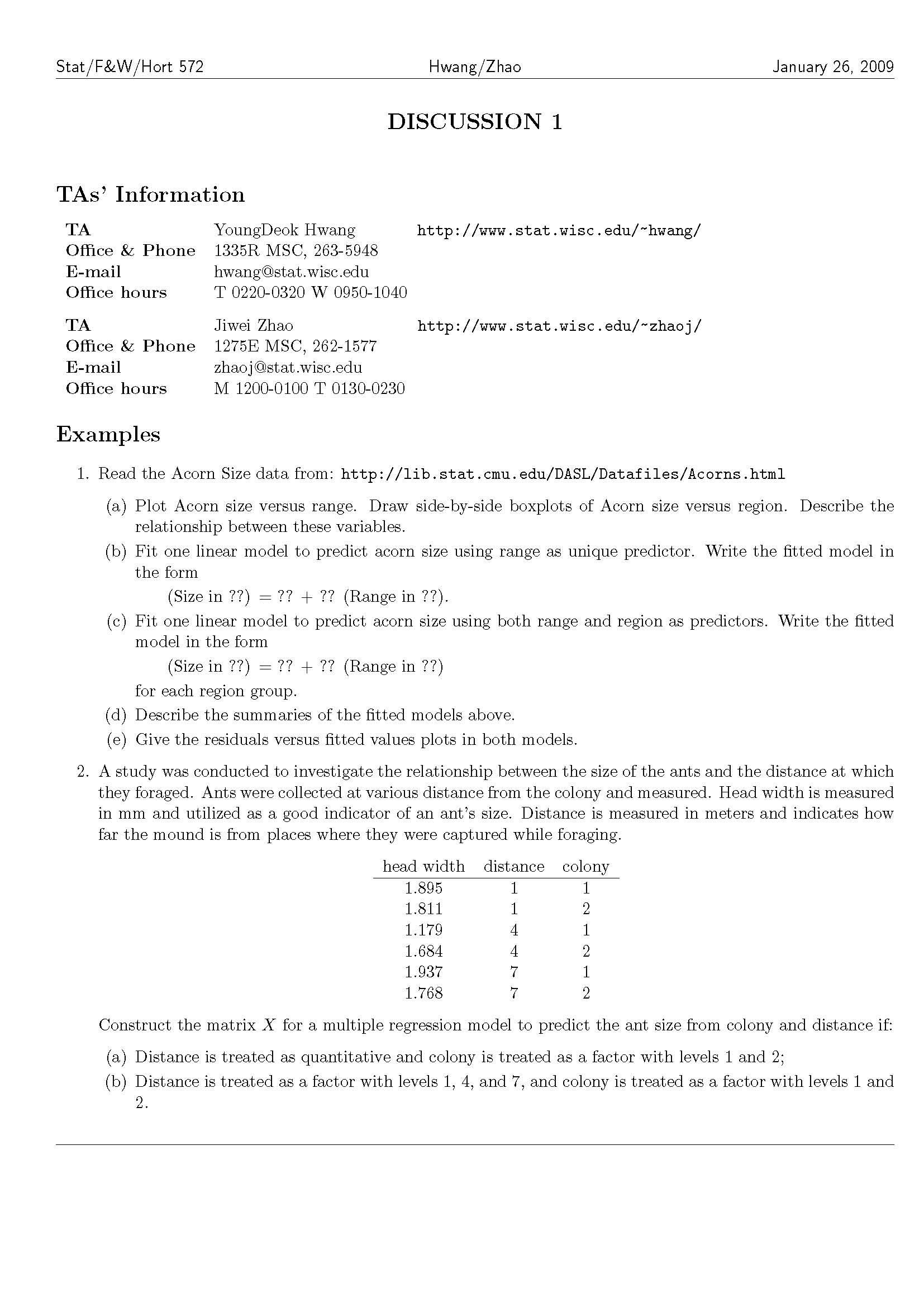 Statistical Methods for Bioscience II